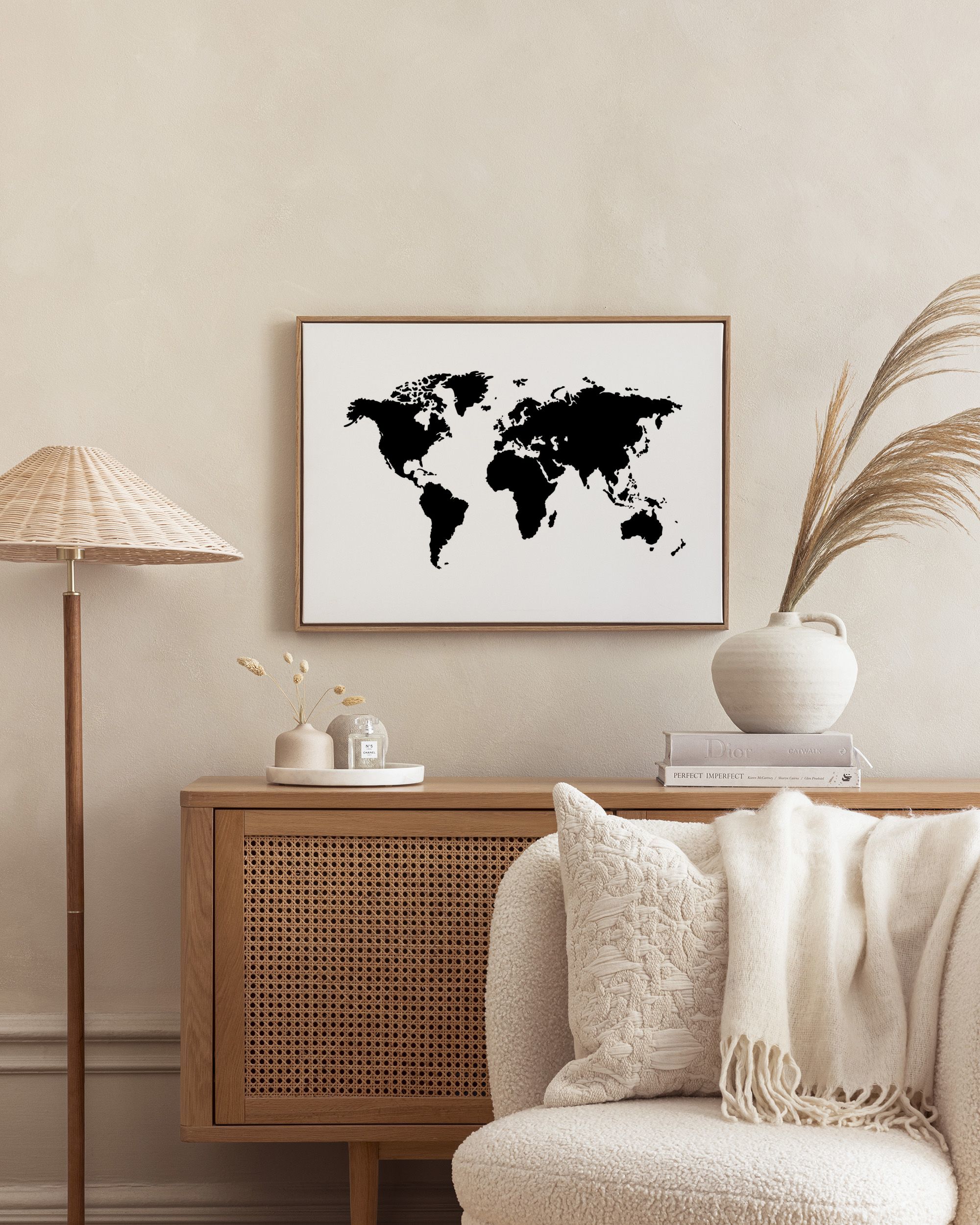 Black and White World Map Poster - World Map Bow | posterstore.de