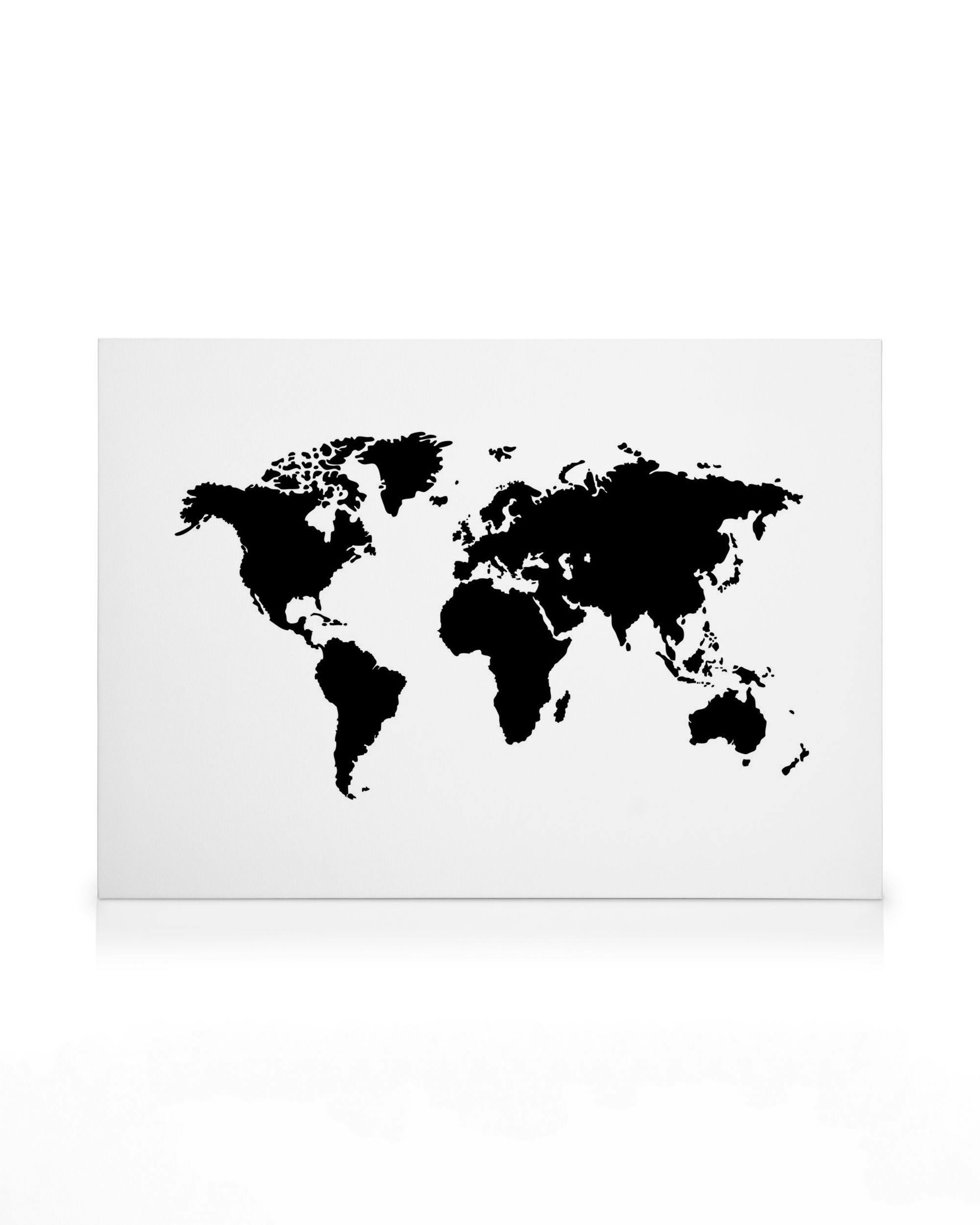 Wereldkaart, Boog Canvas (50x70 cm - Fotokaders zwart) - Poster Store