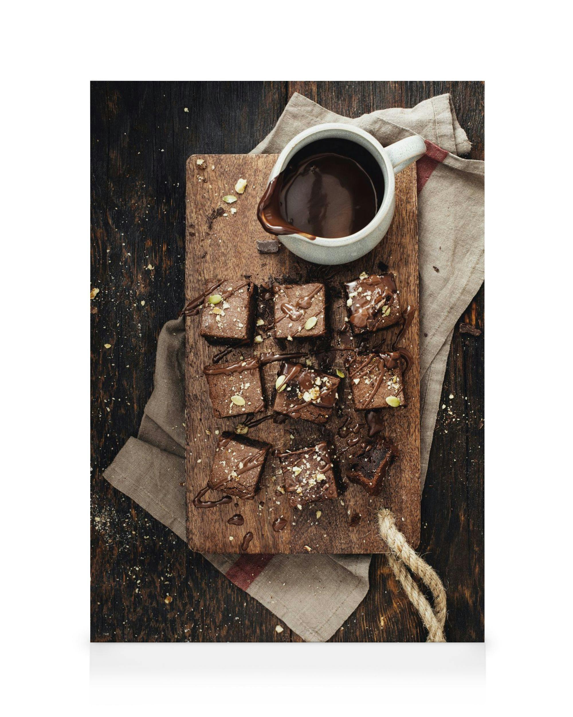 Chocolade Brownies Canvas (50x70 cm - Fotolijst Eiken) - Poster Store