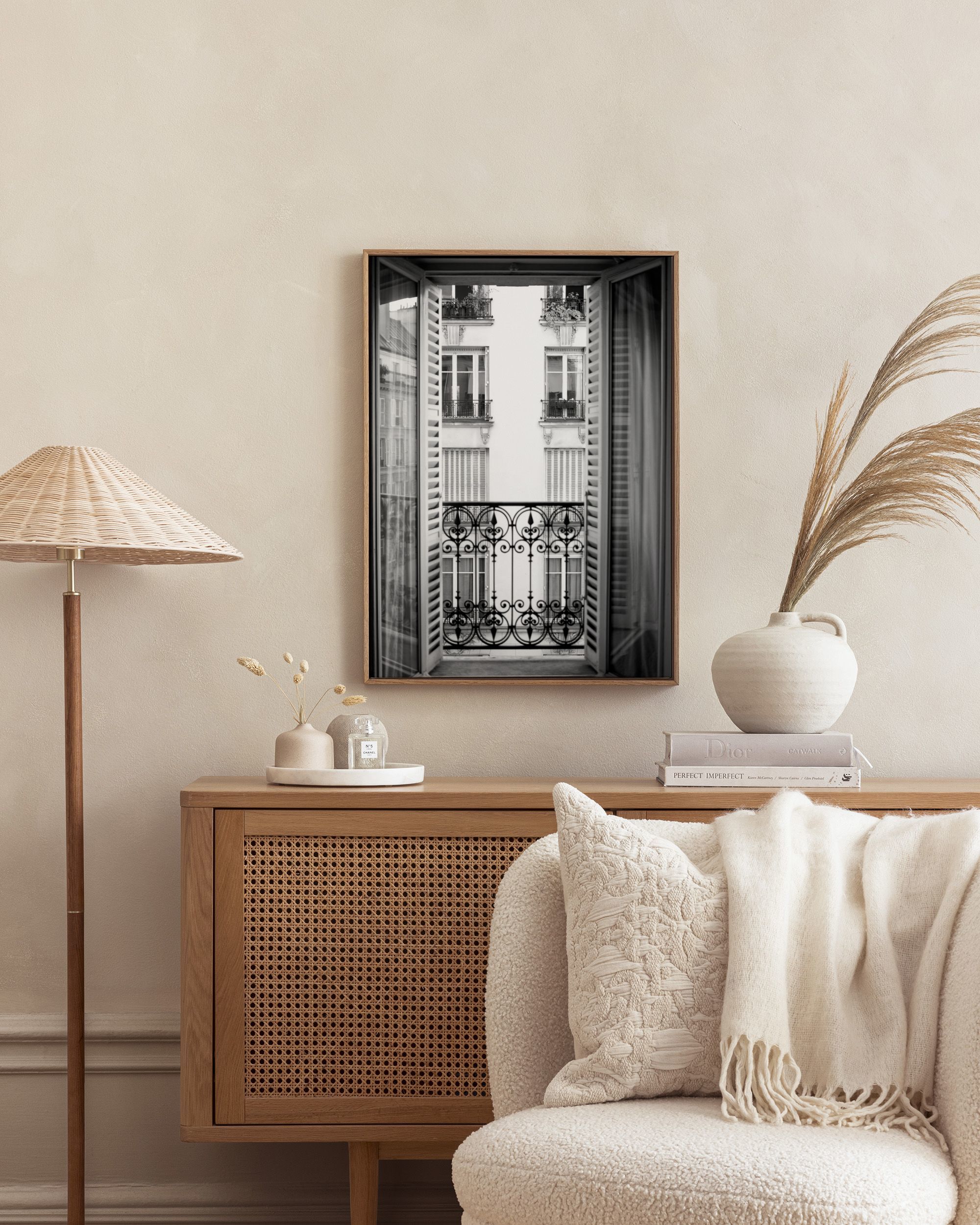 Juliste Ideat Parisian Balcony juliste - Mustavalkoinen kanvaasi taulu | Posterstore.fi