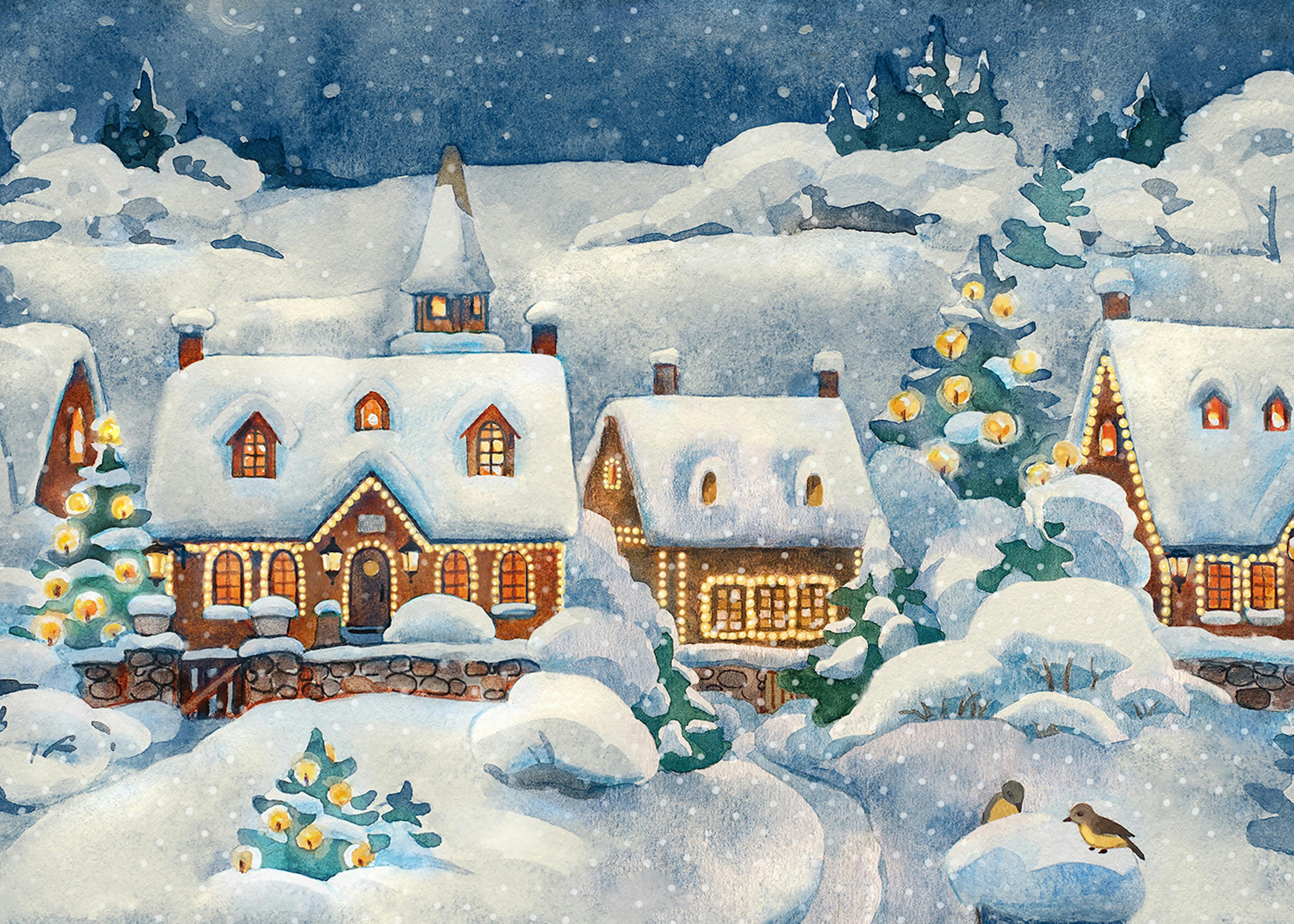 Snowy Village Poster 0