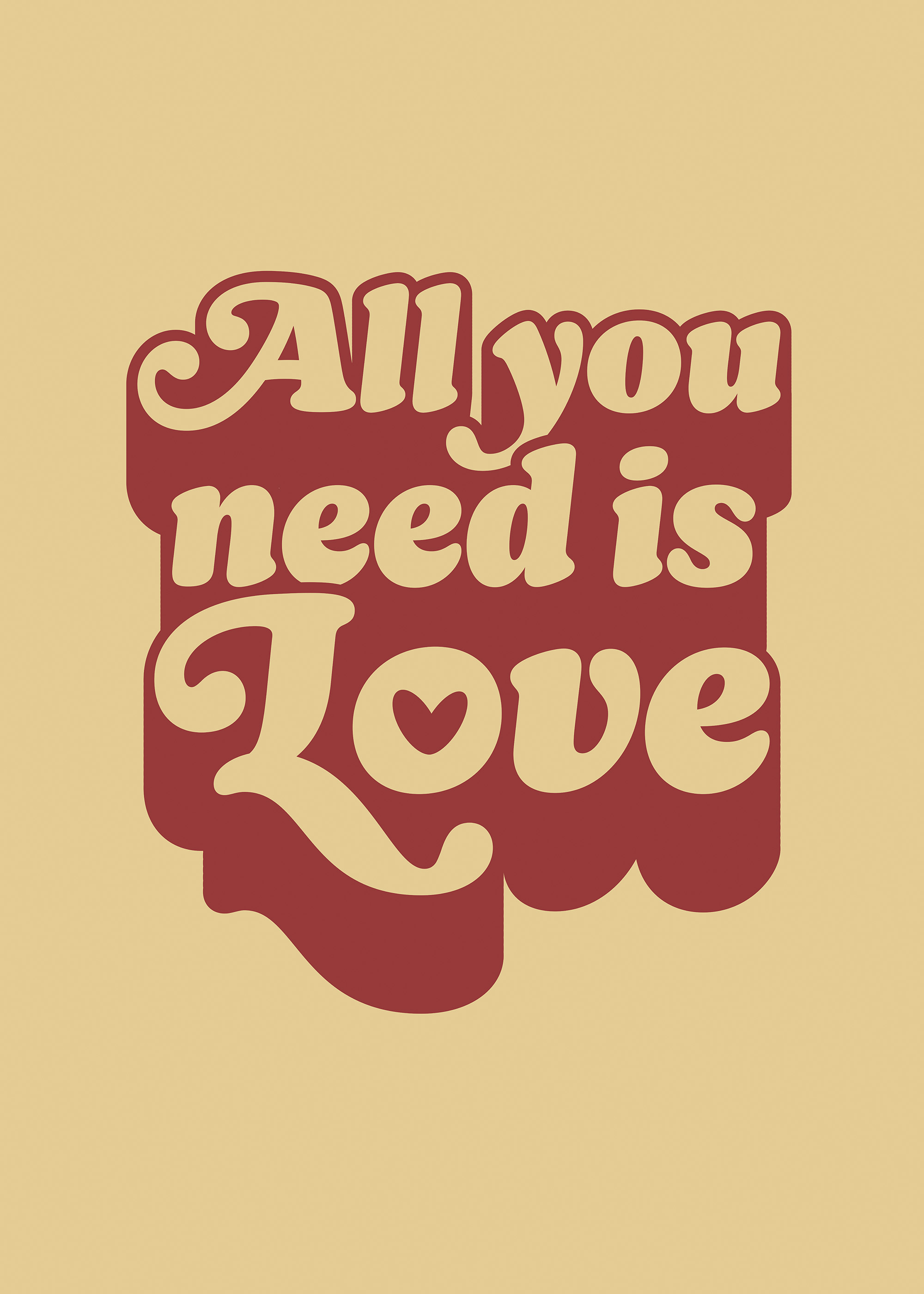 All You Need Is Love レトロタイポグラフィポスター | Poster Store JP