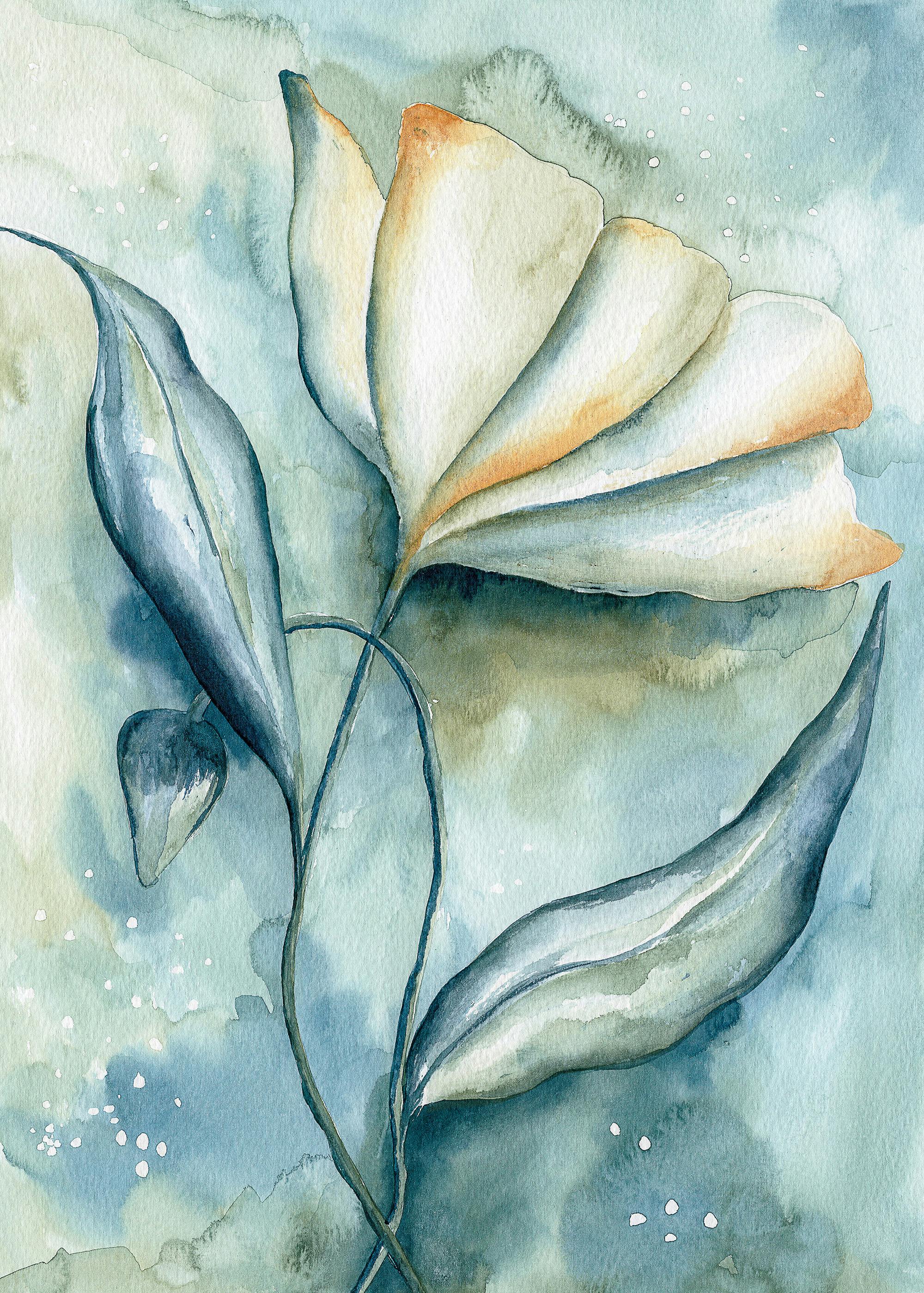 Watercolour Blue Flower Poster 0