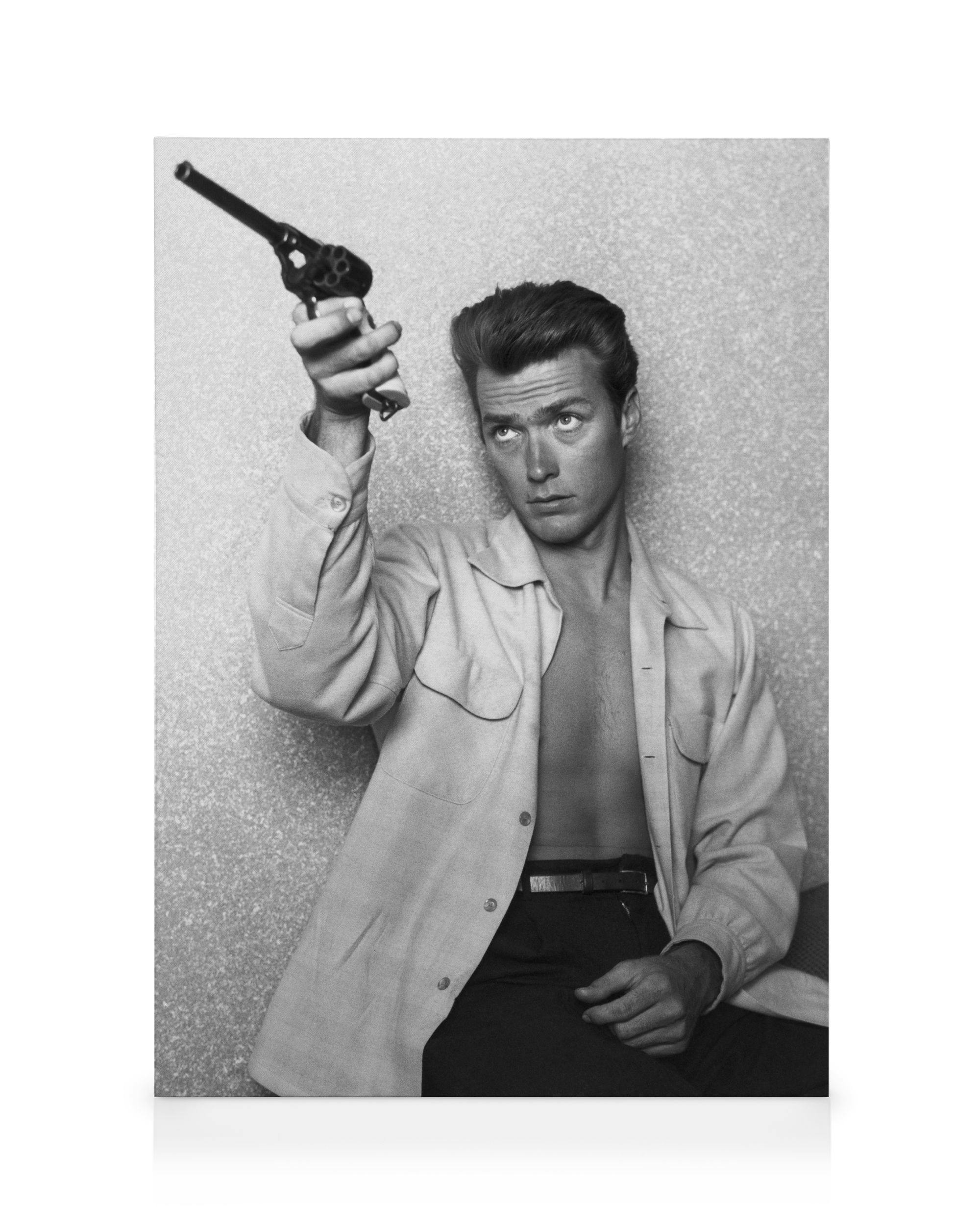 Clint Eastwood Canvas (70x100 cm - Fotokaders zwart) - Poster Store