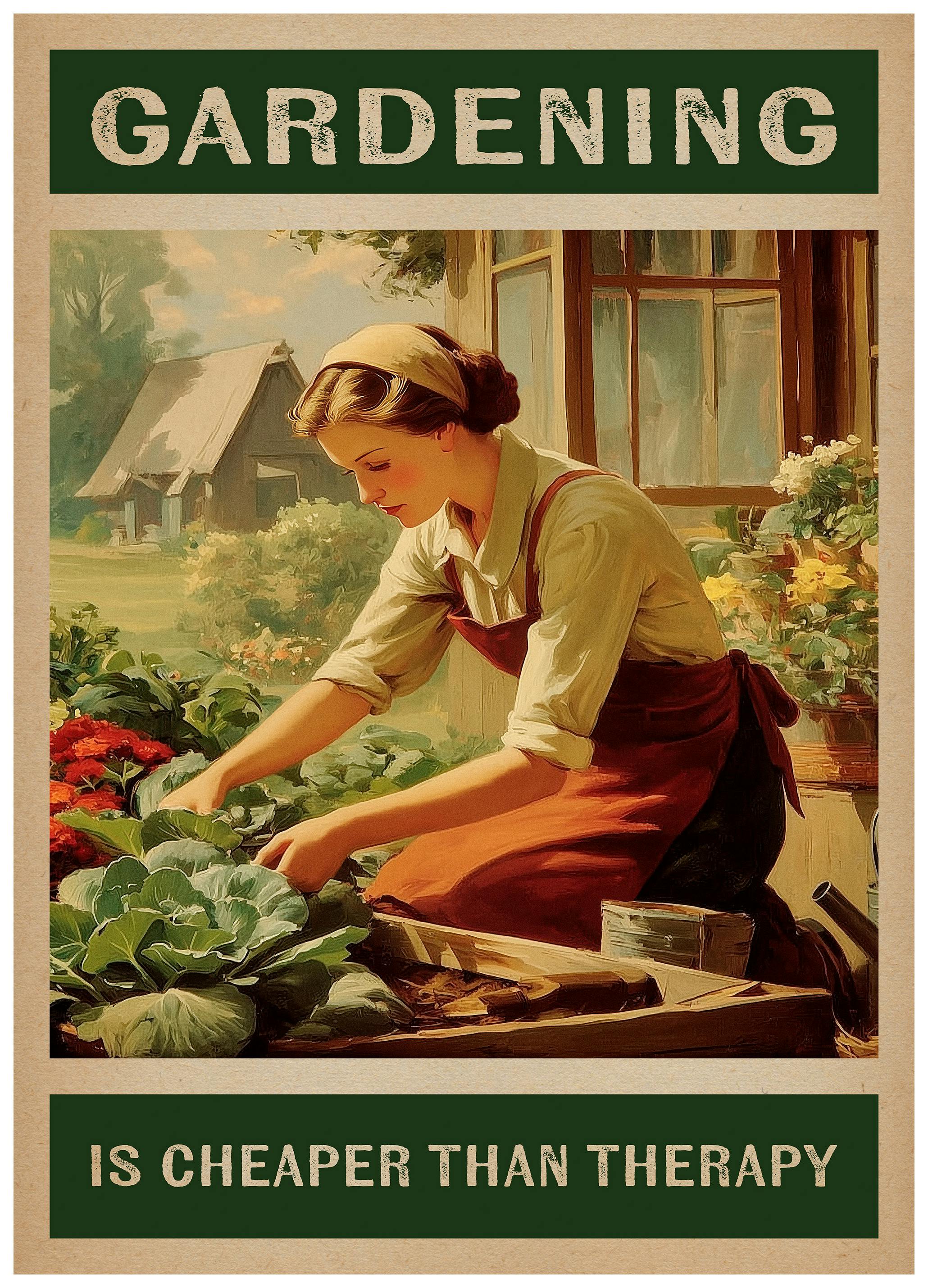 Gardening Is Cheaper Than Therapy Poster (30x40 cm) - Poster Store
