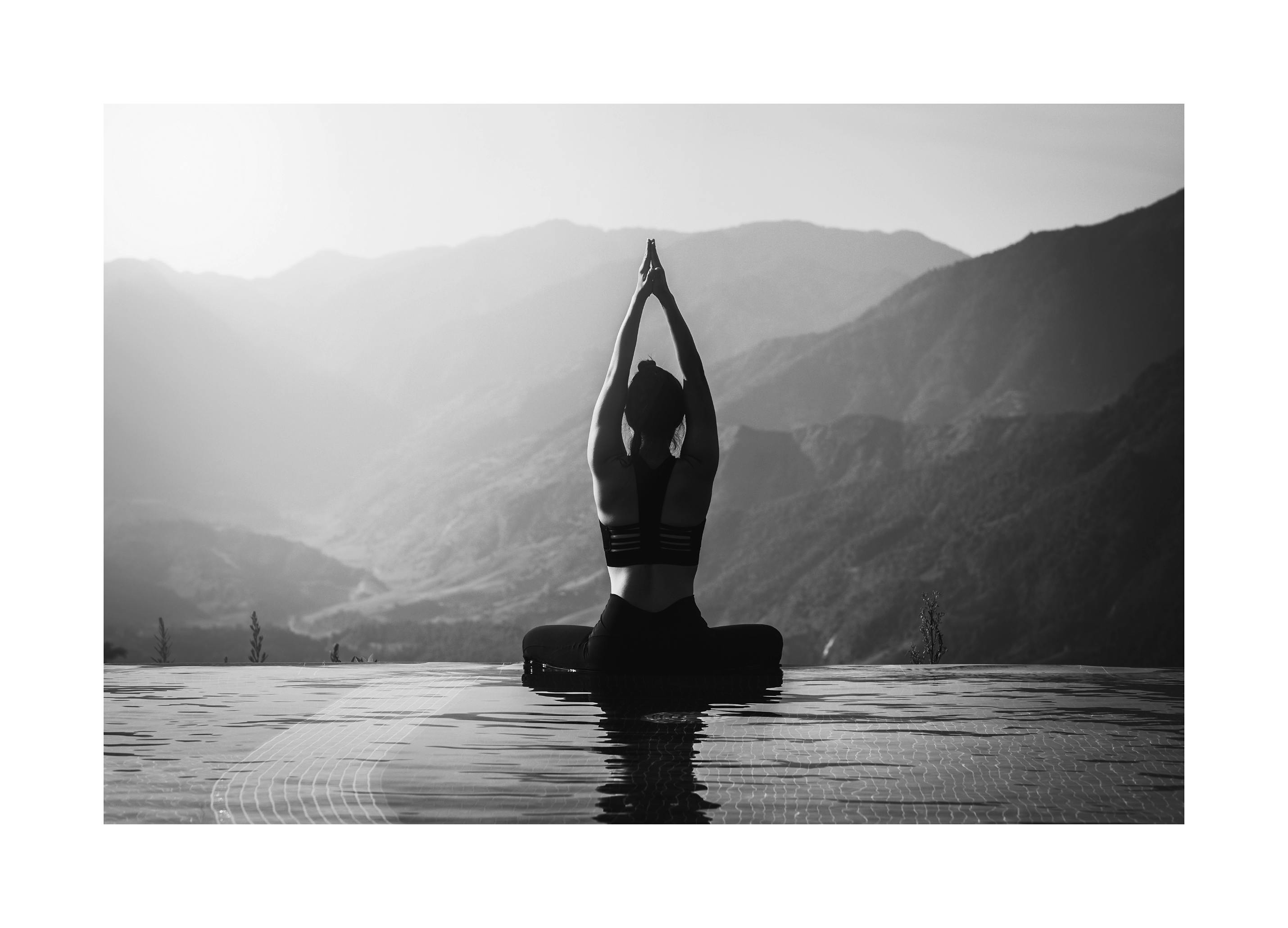 Yoga Lotus Pose by Pool Poster (50x70 cm) - Poster Store