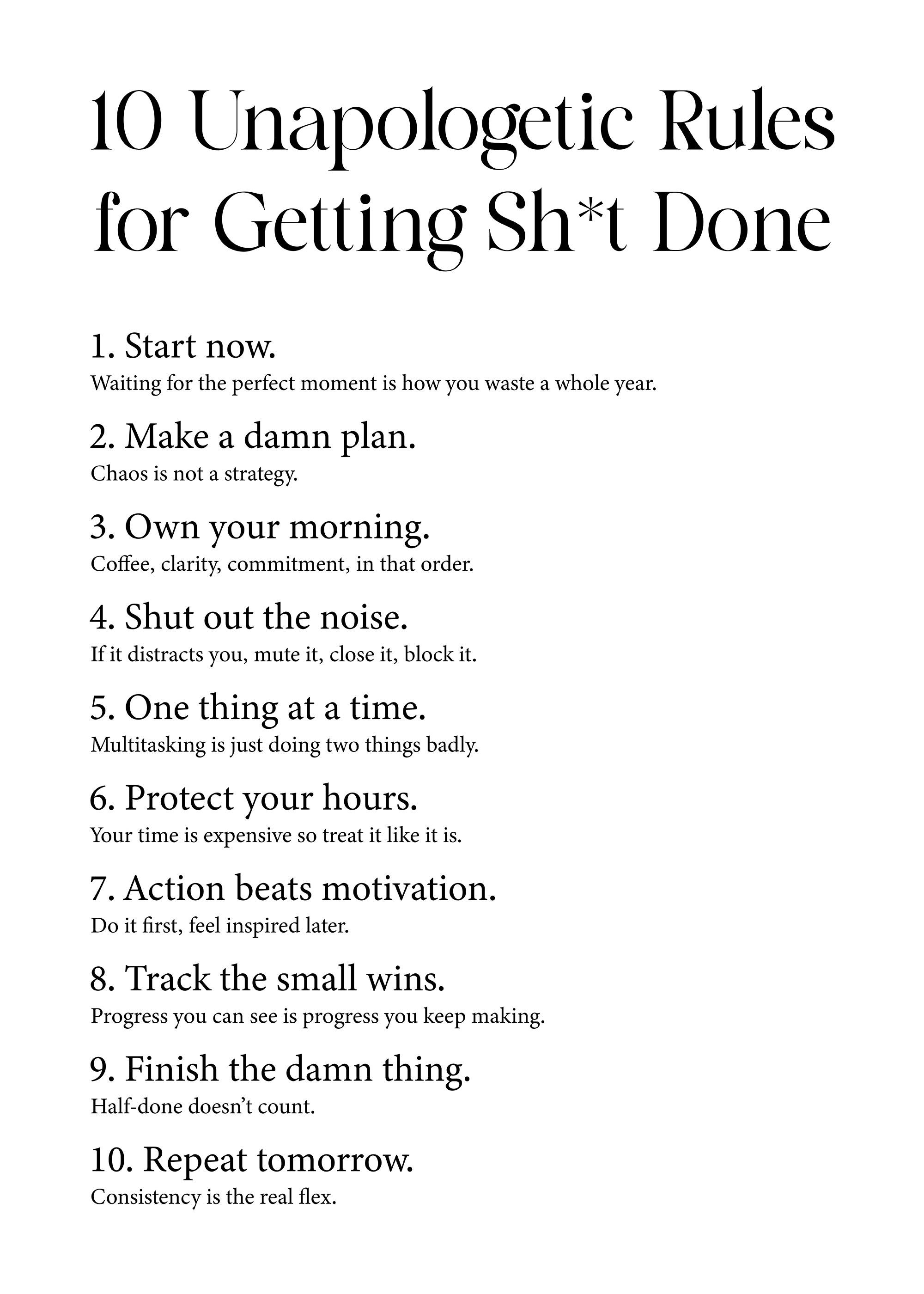 10 Unapologetic Rules Poster 0