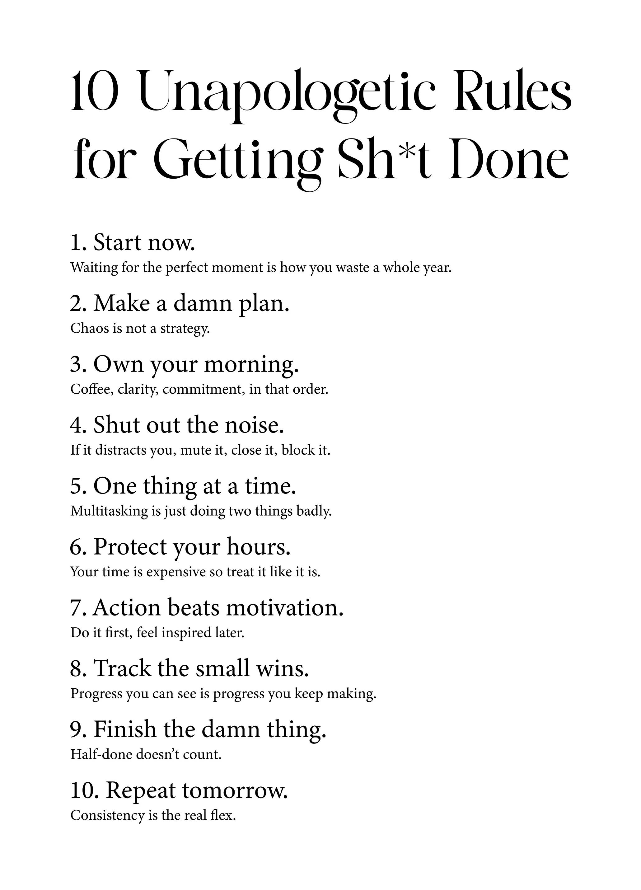 10 Regole Senza Scuse Poster (50x70 cm) - Poster Store