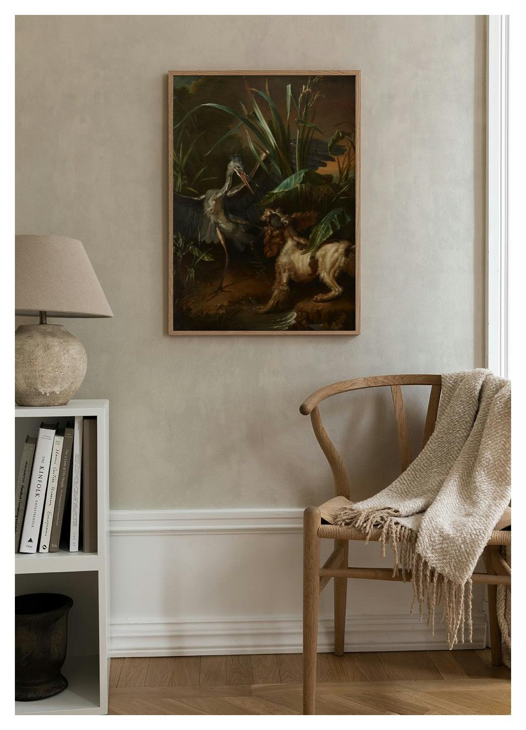 Jean-Baptiste Oudry - Waterspaniel Confronteert Reiger Poster (30x40 cm) - Poster Store