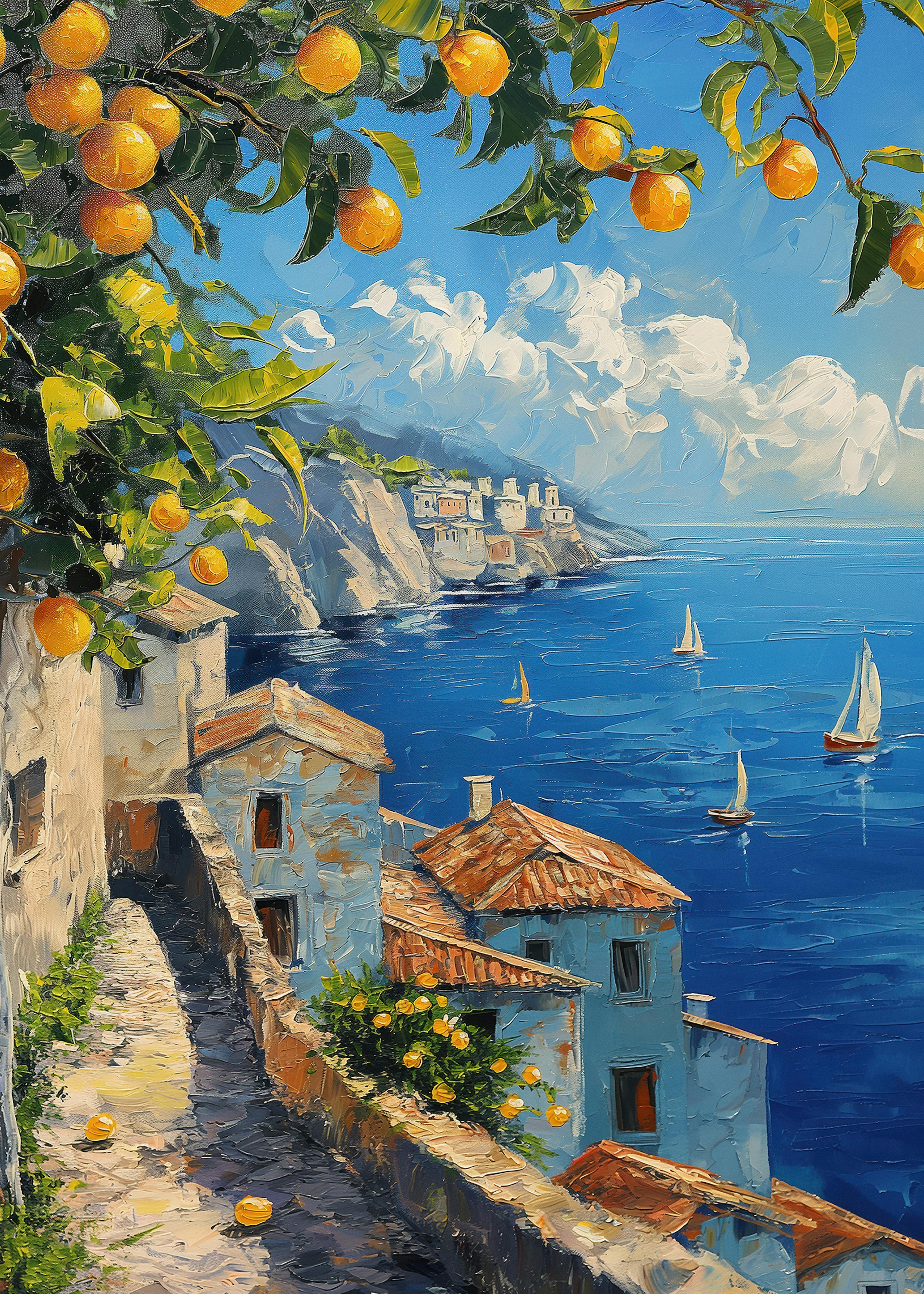 Mediterranean Coastal Village Poster 0