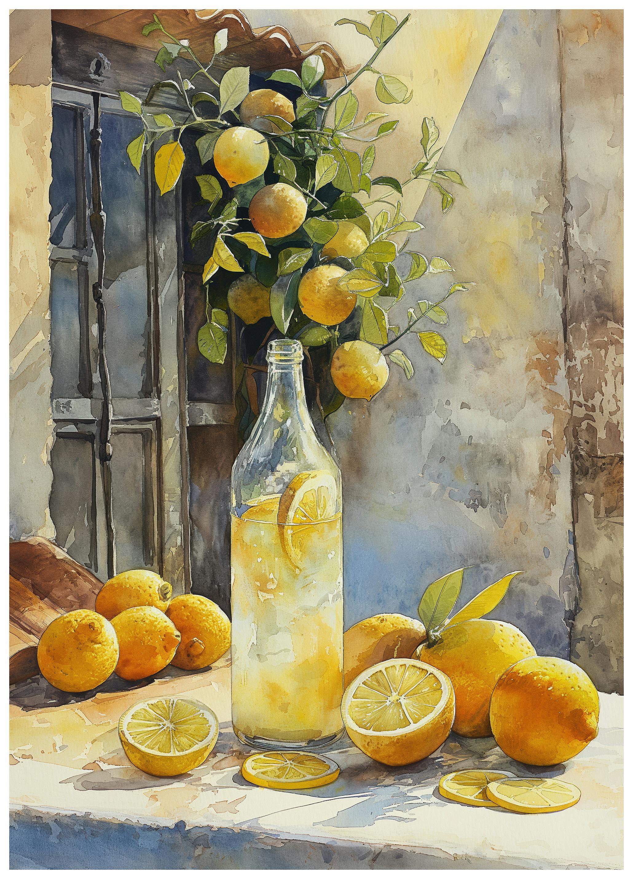Mediterranean Lemon Still Life Poster (70x100 cm) - Poster Store