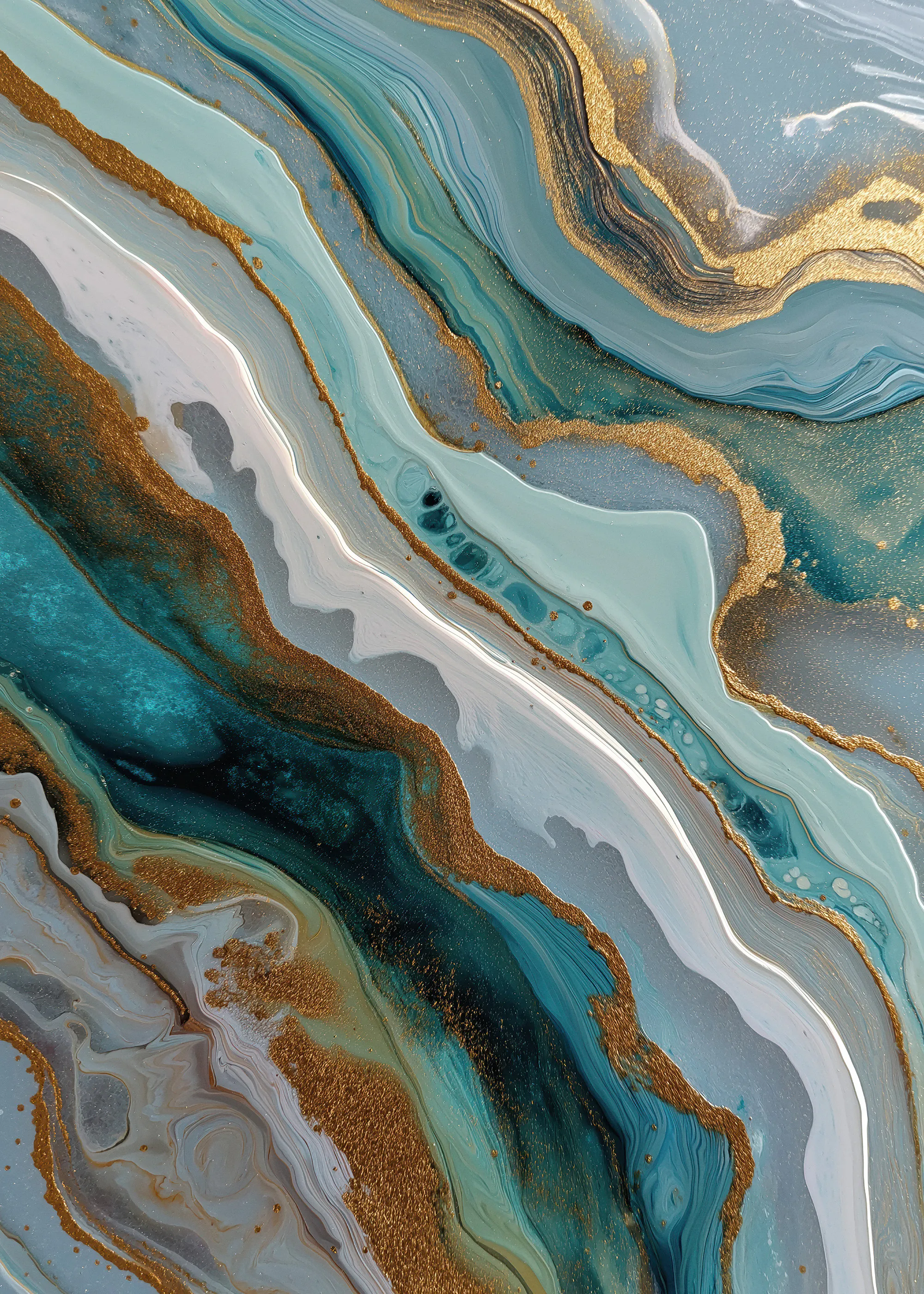 Blue and Gold Marble Abstract No2 Poster 0