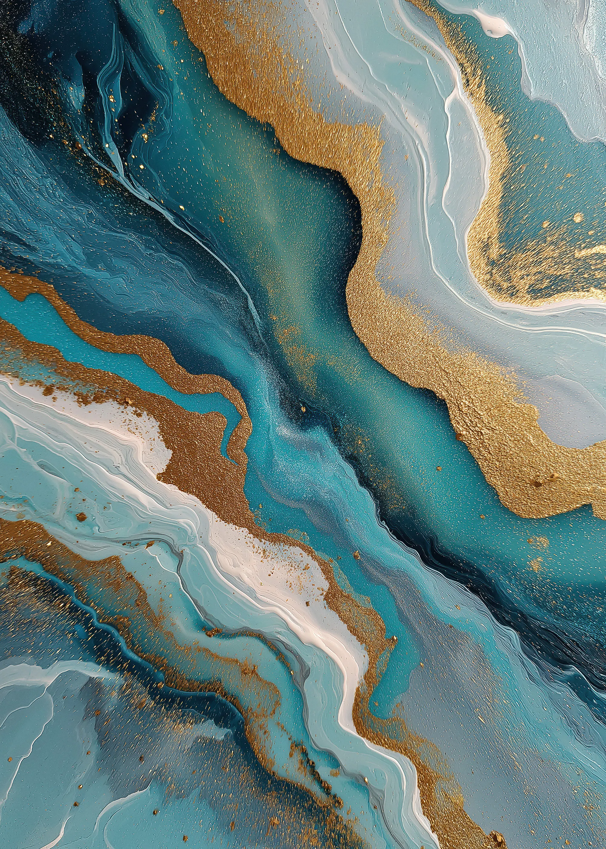 Blue and Gold Marble Abstract No3 Poster 0