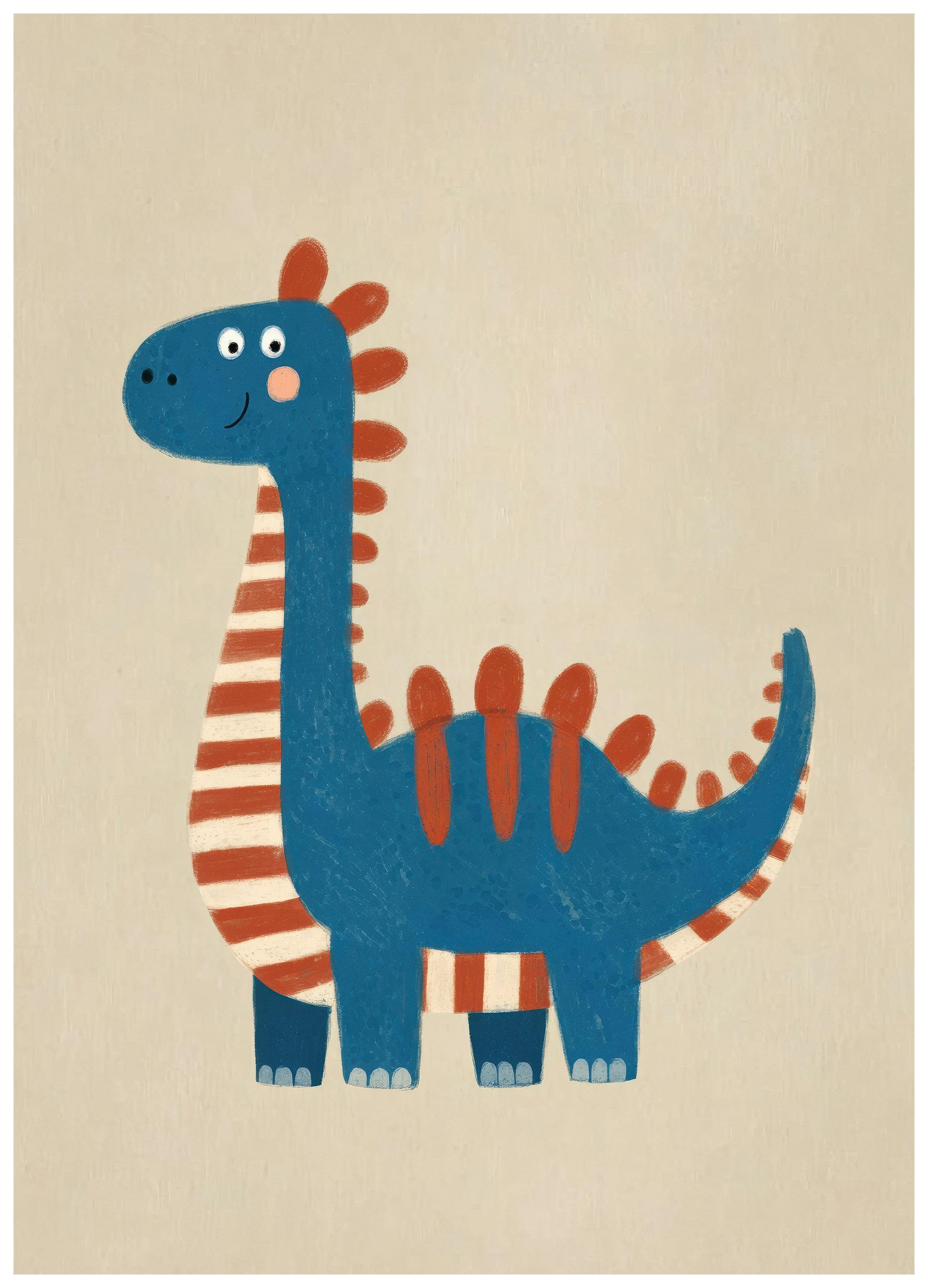 Blue Smiling Dinosaur Poster (50x70 cm) - Poster Store