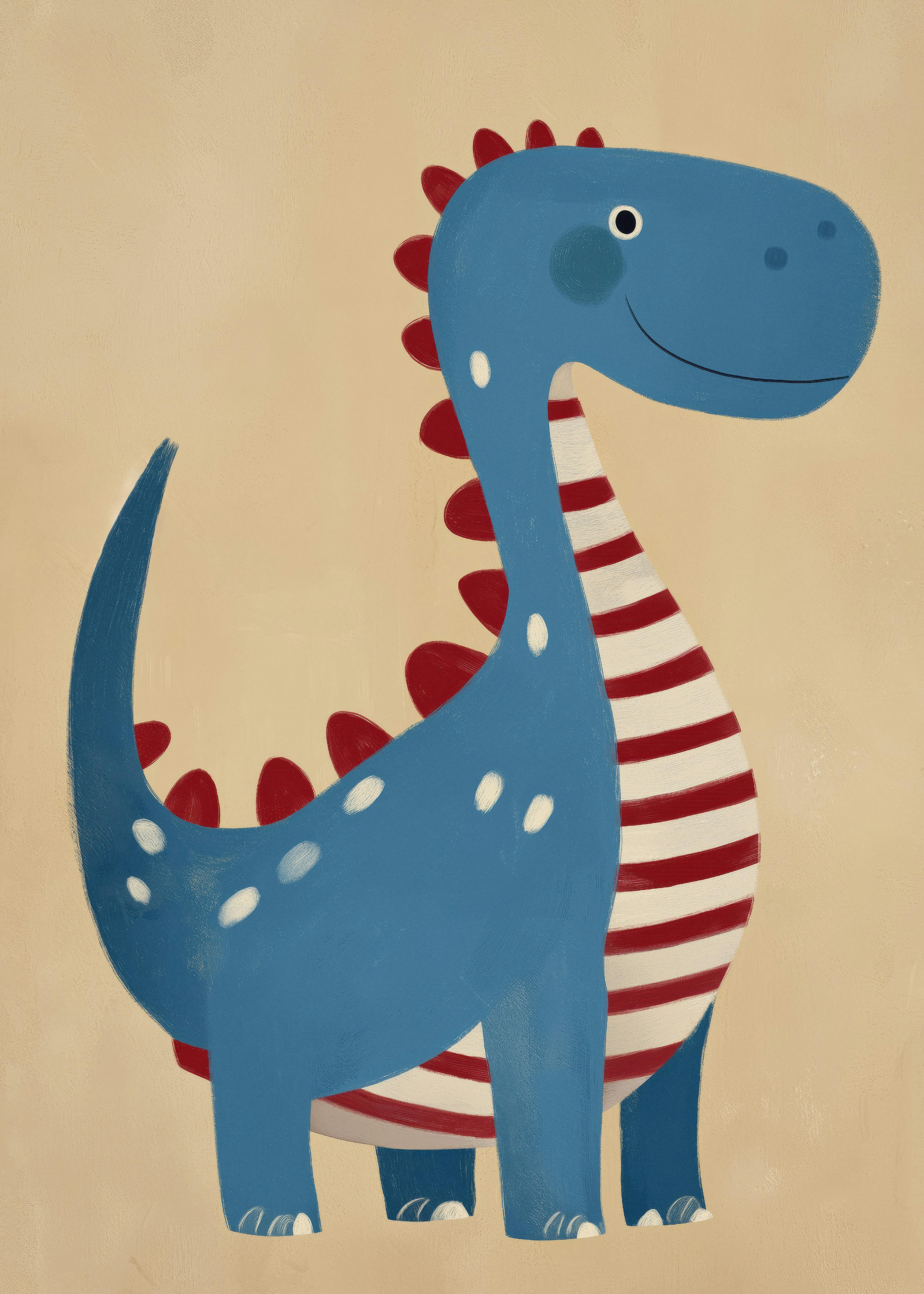 Blue Friendly Dinosaur Poster 0