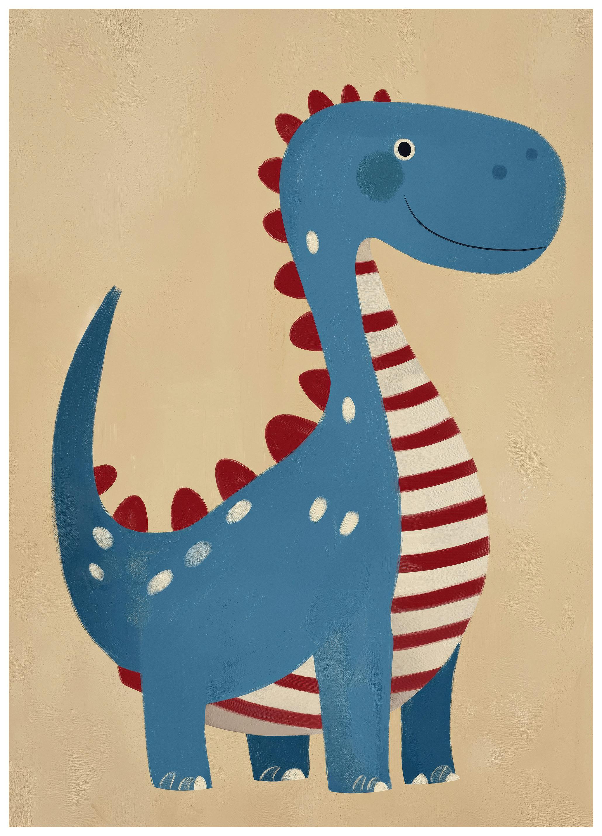 Blue Friendly Dinosaur Poster (50x70 cm) - Poster Store