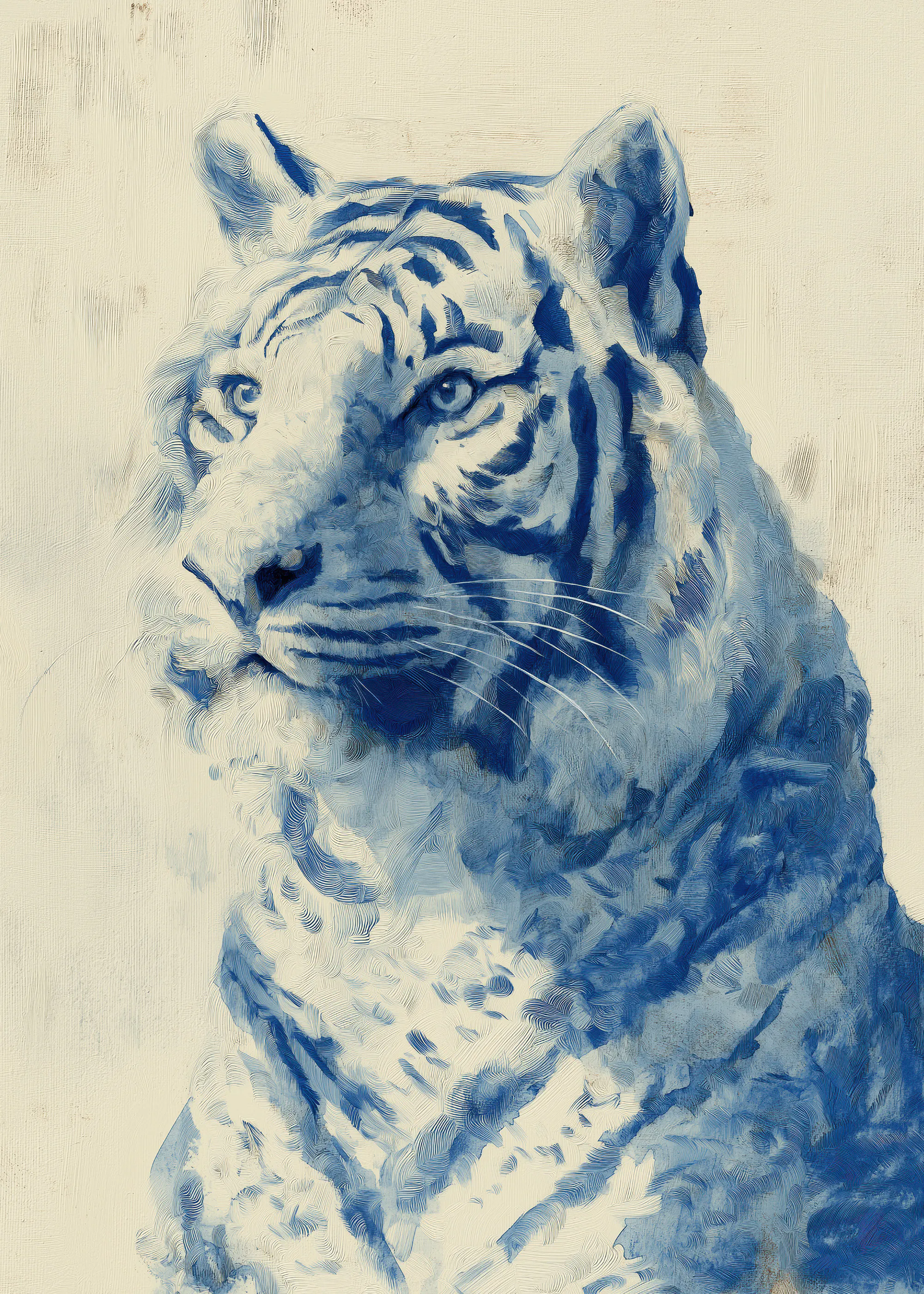 Blue Watercolor Tiger Poster 0