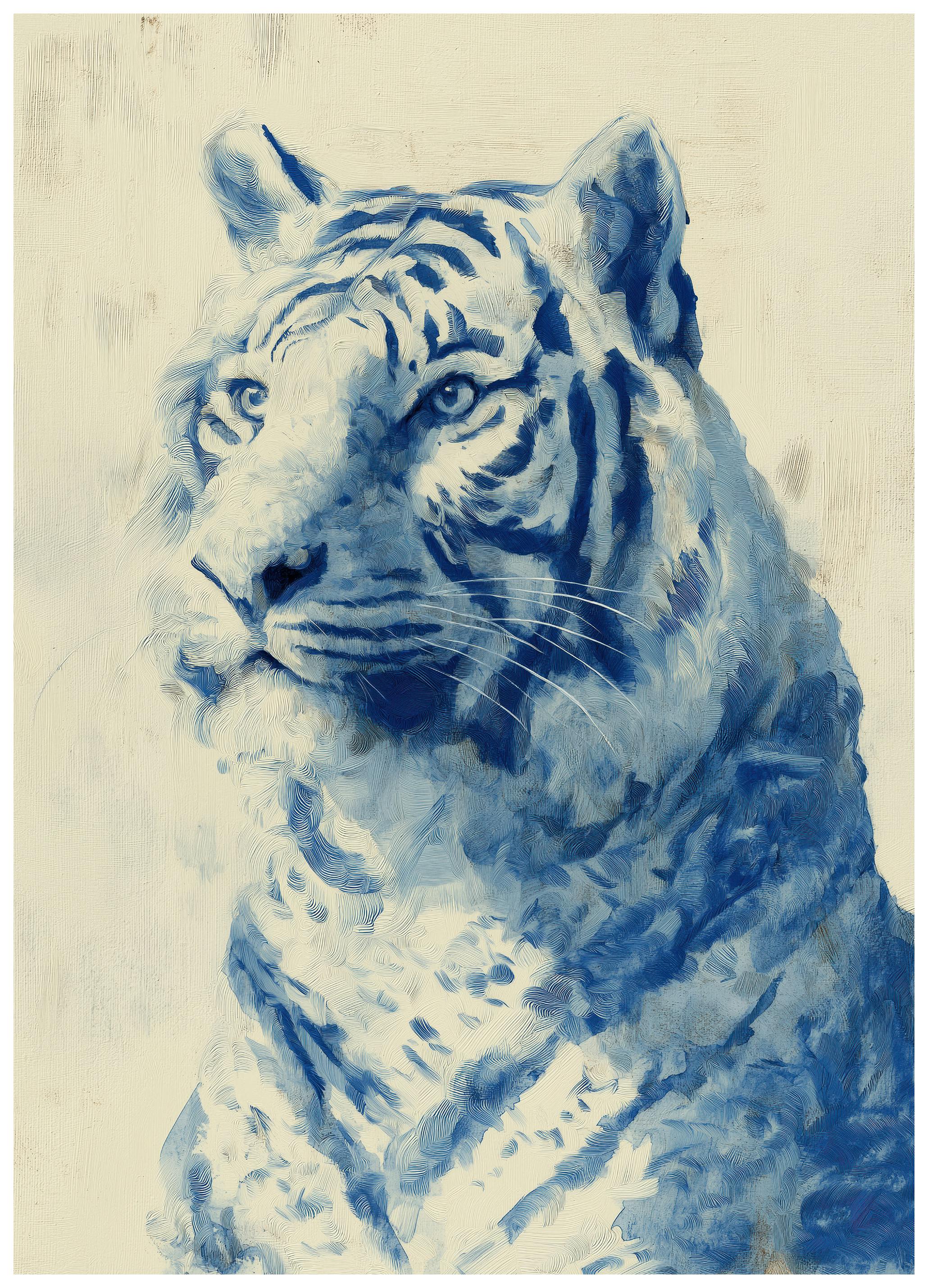 Tigre Bleu Aquarelle Poster (30x40 cm) - Poster Store