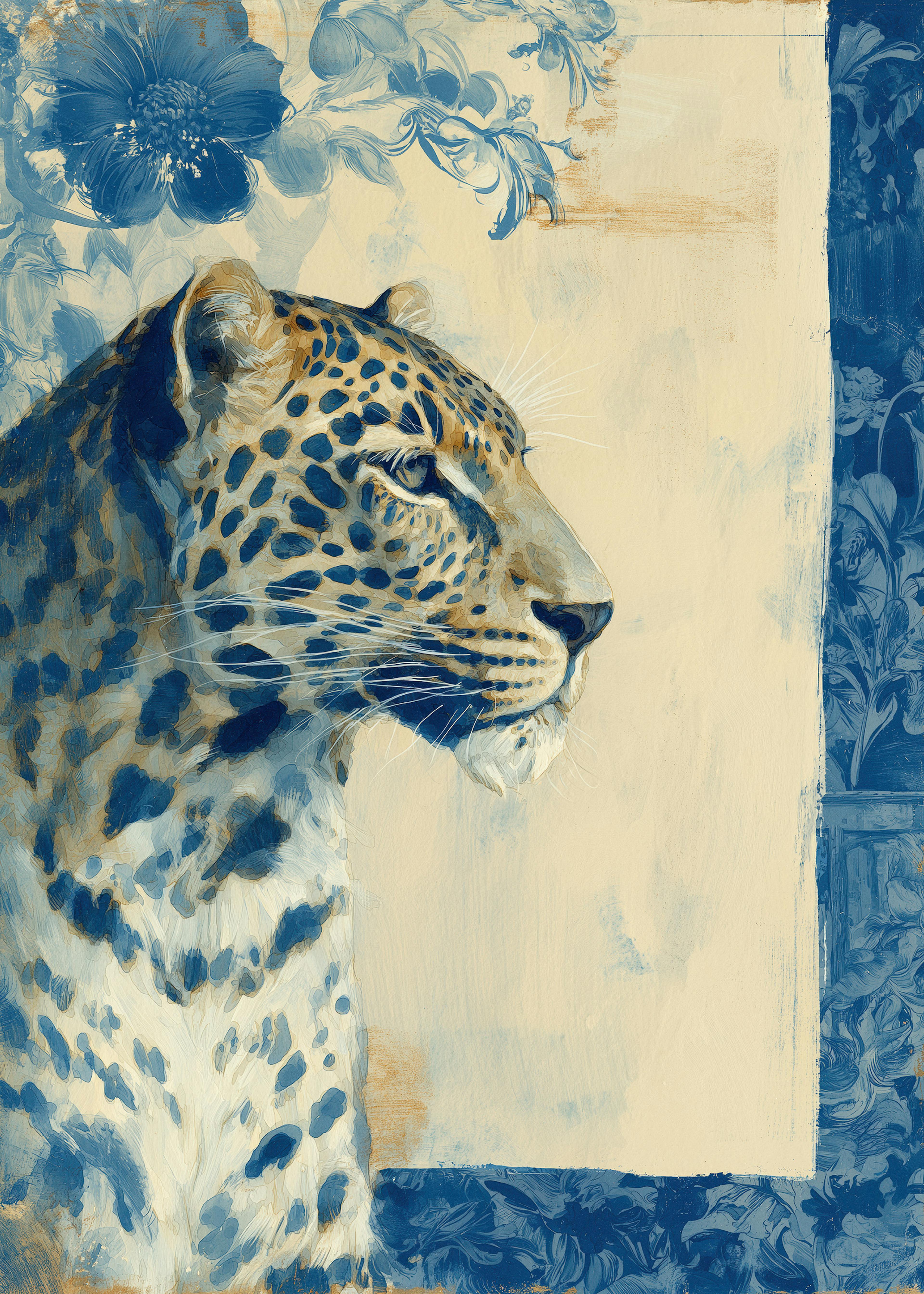 Sininen Maalattu Leopardi Juliste 0