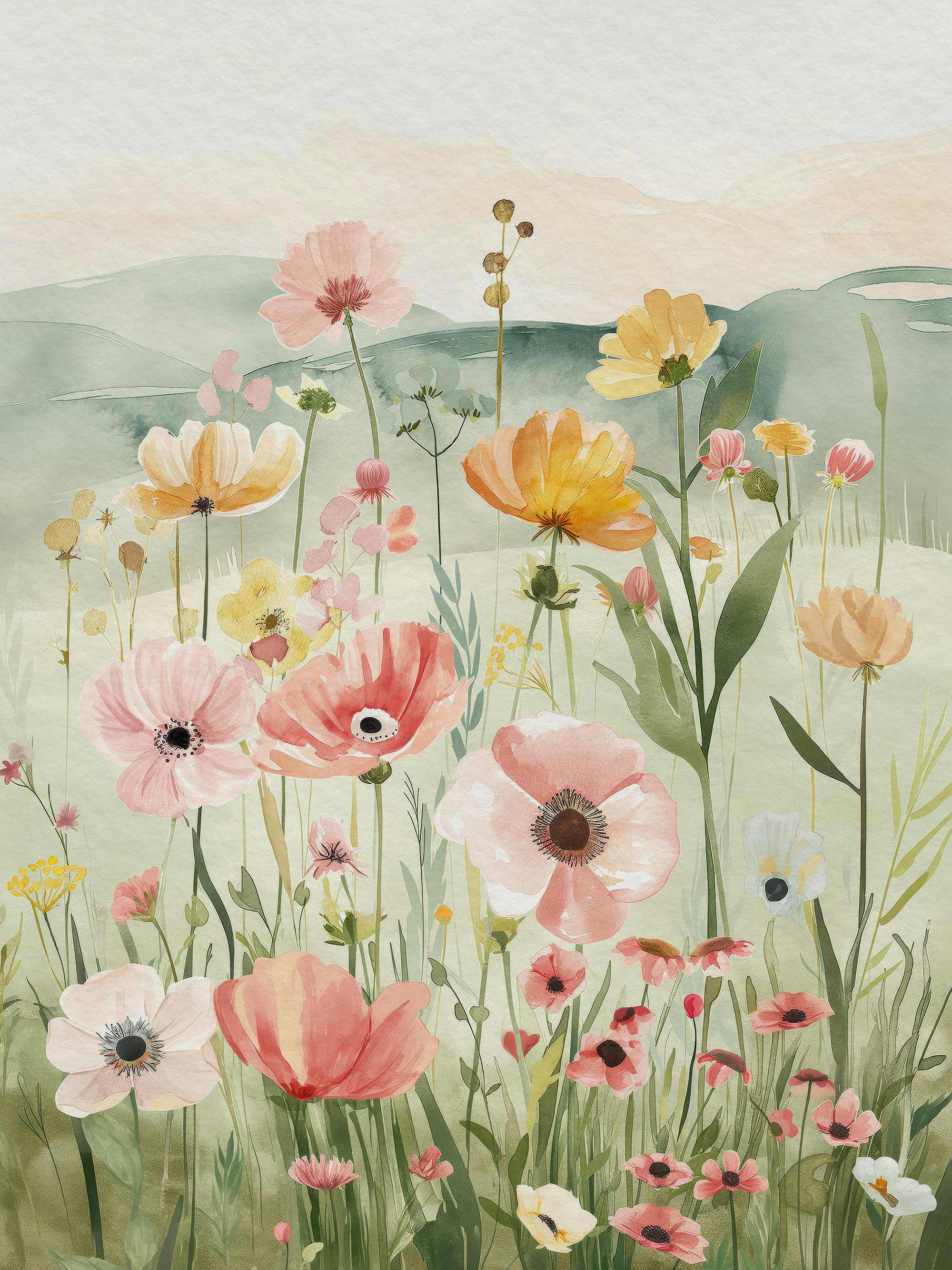 Pajiște Florală Acuarelă Poster 0