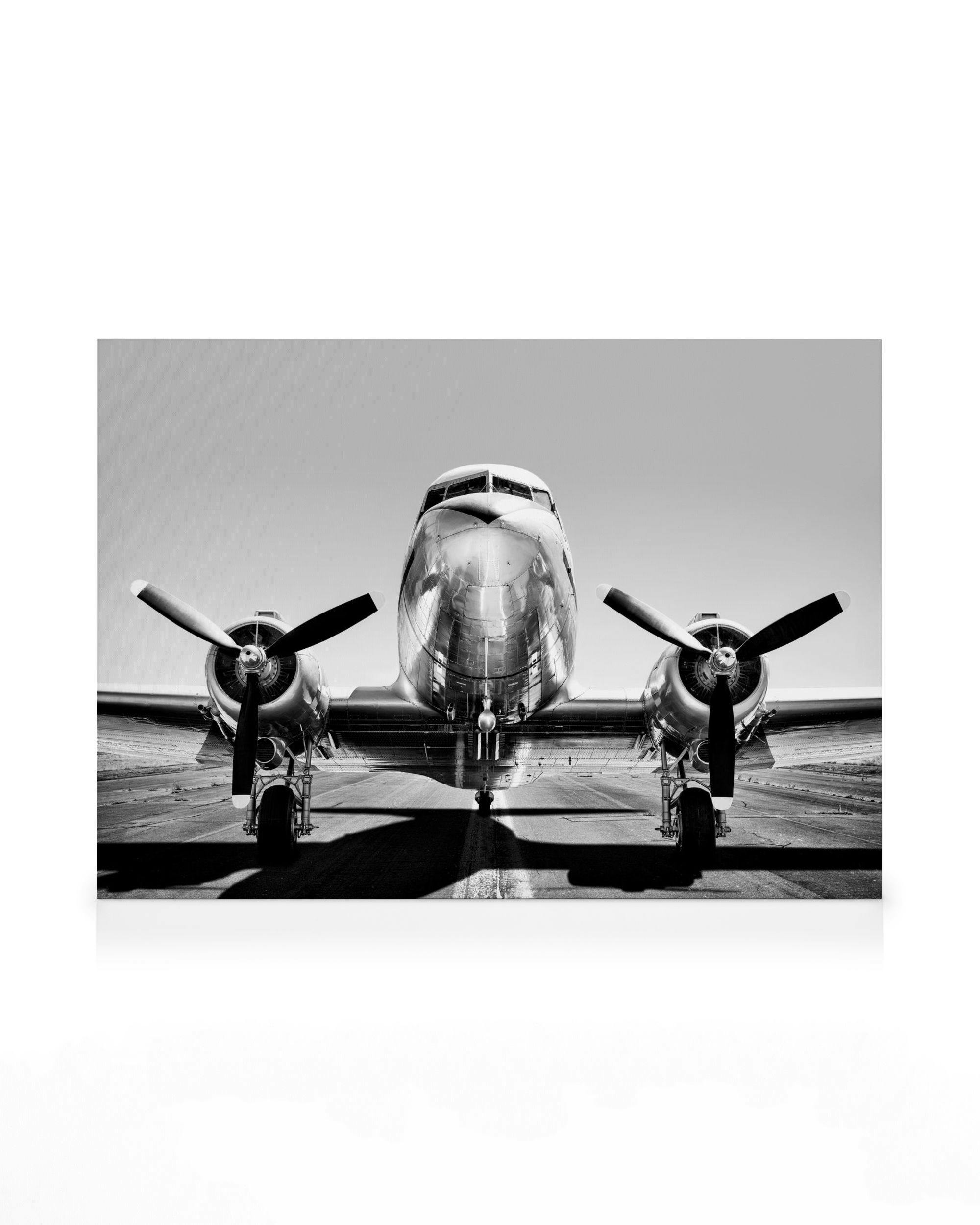 Vintage Vliegtuig Canvas (50x70 cm - Fotolijst Zwart) - Poster Store