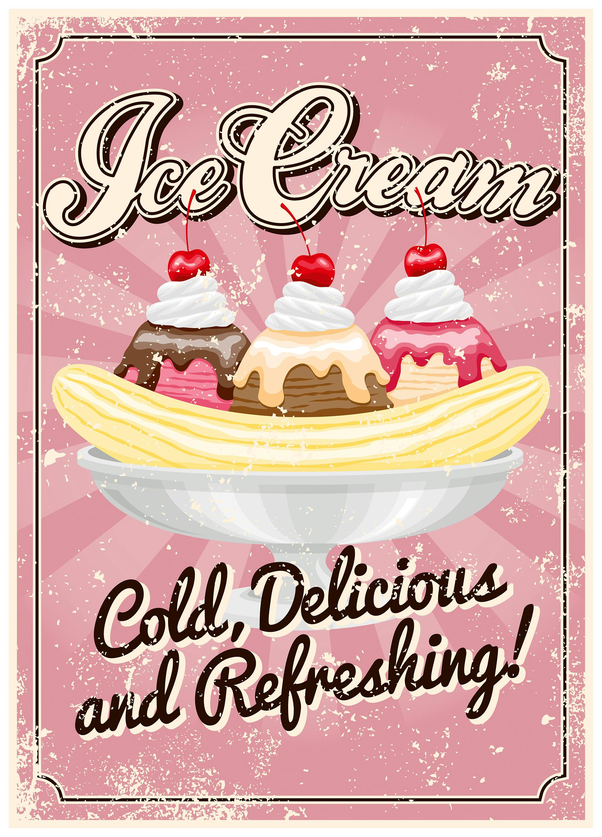 Retro Ijs Poster (50x70 cm) - Poster Store