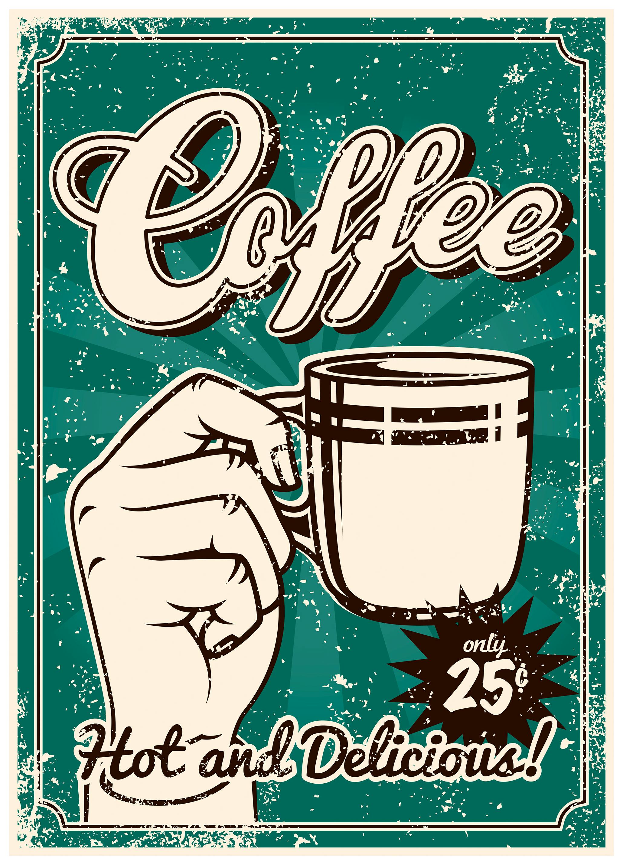 Retro Kawa Plakat (50x70 cm) - Poster Store