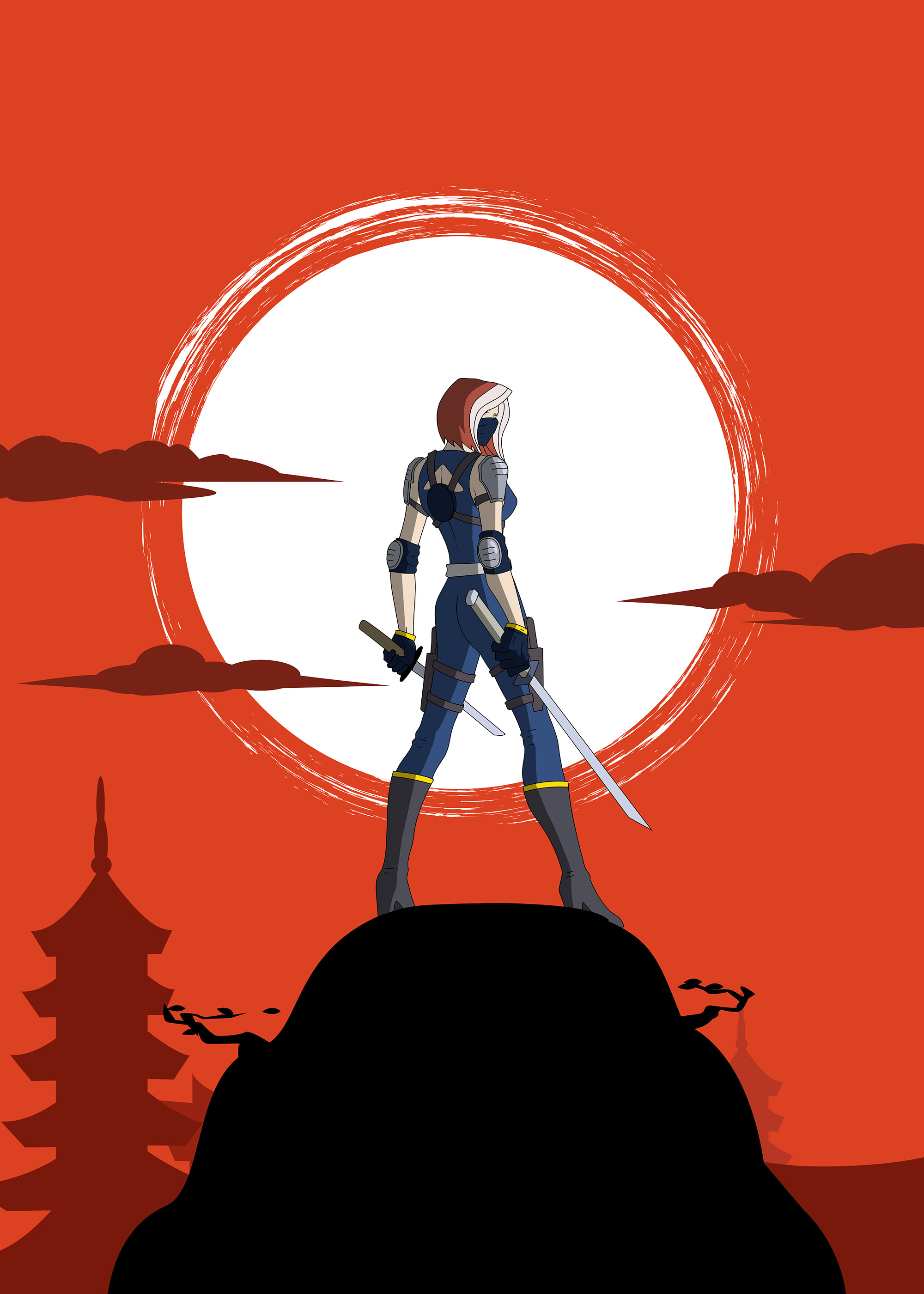 Ninja Poster with Red Sun | Poster Store AU