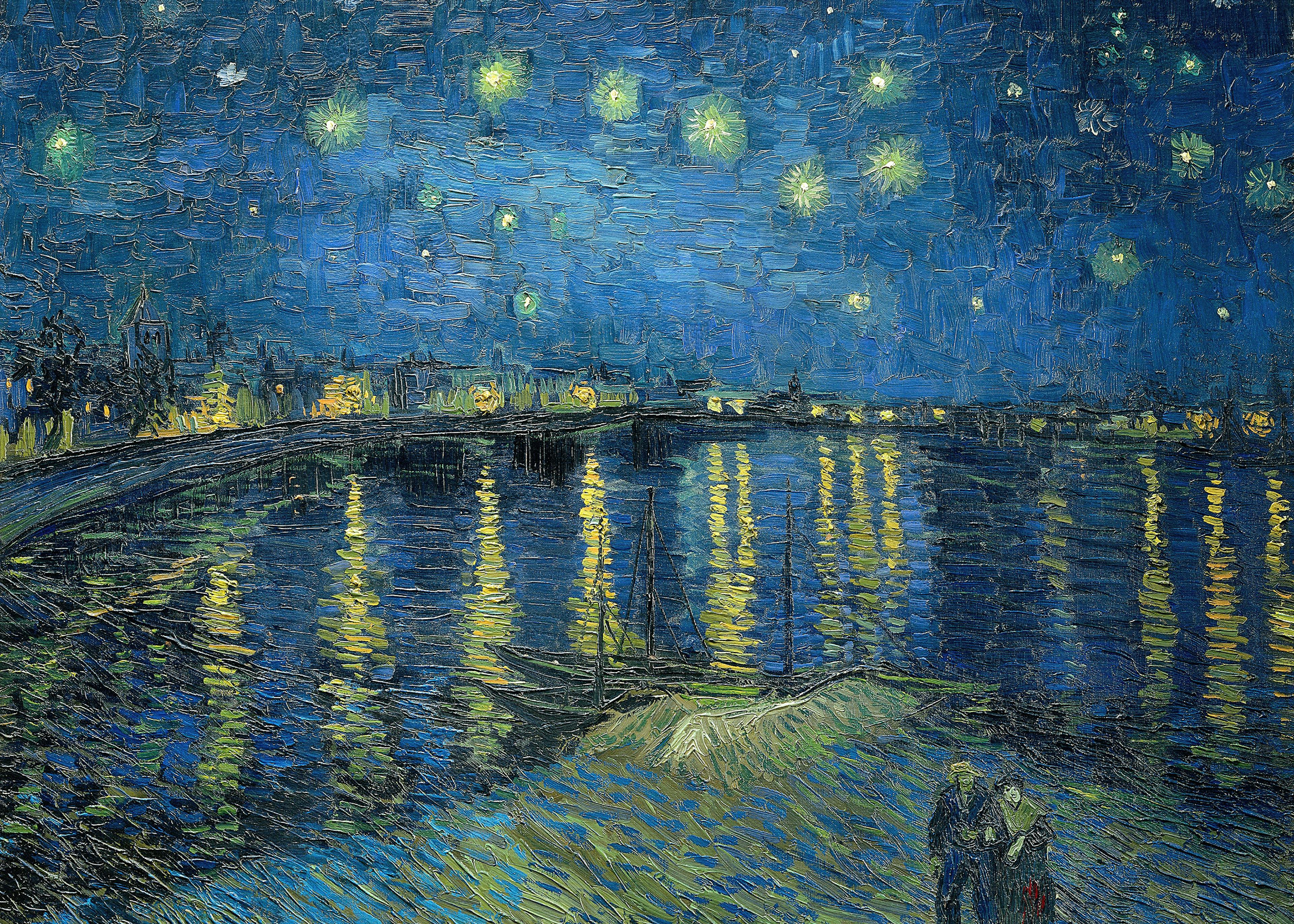Vincent Van Gogh- Stjärnklar natt över Rhône Poster 0
