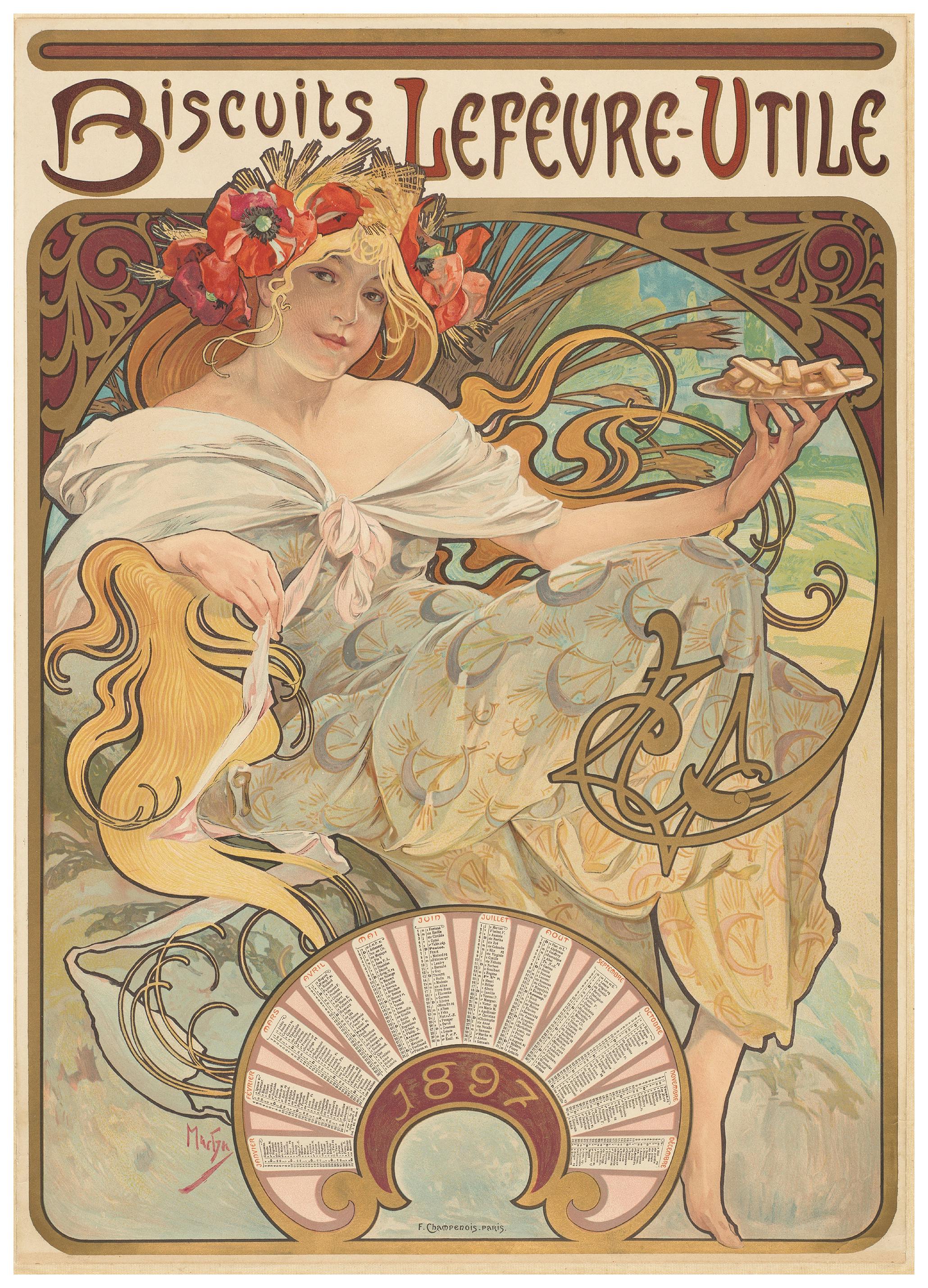 Alfons Mucha- Biscuits Lefèvre-Utile Plakat (50x70 cm) - Poster Store