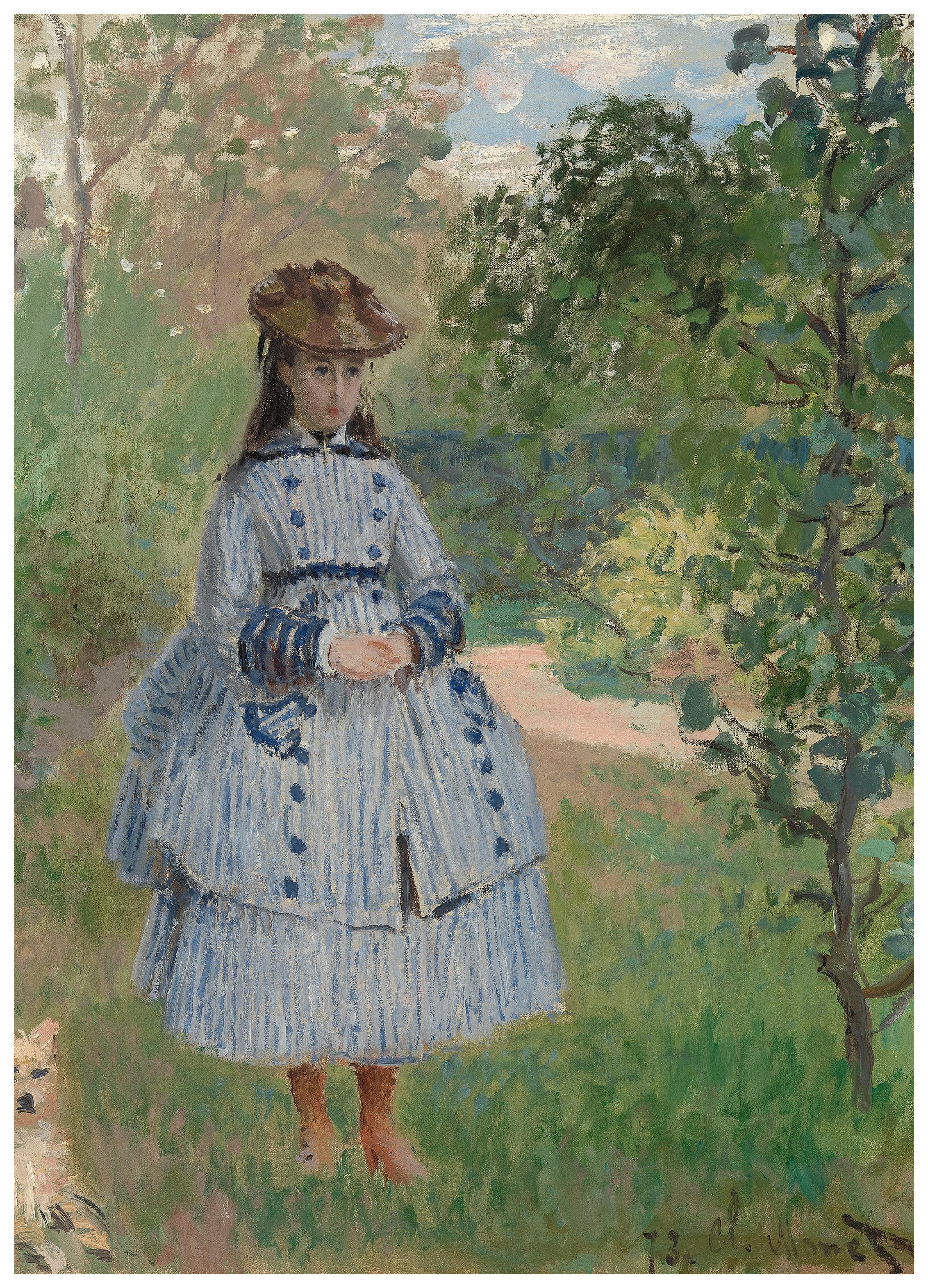 Claude Monet- Meisje met Hond Poster (50x50 cm) - Poster Store