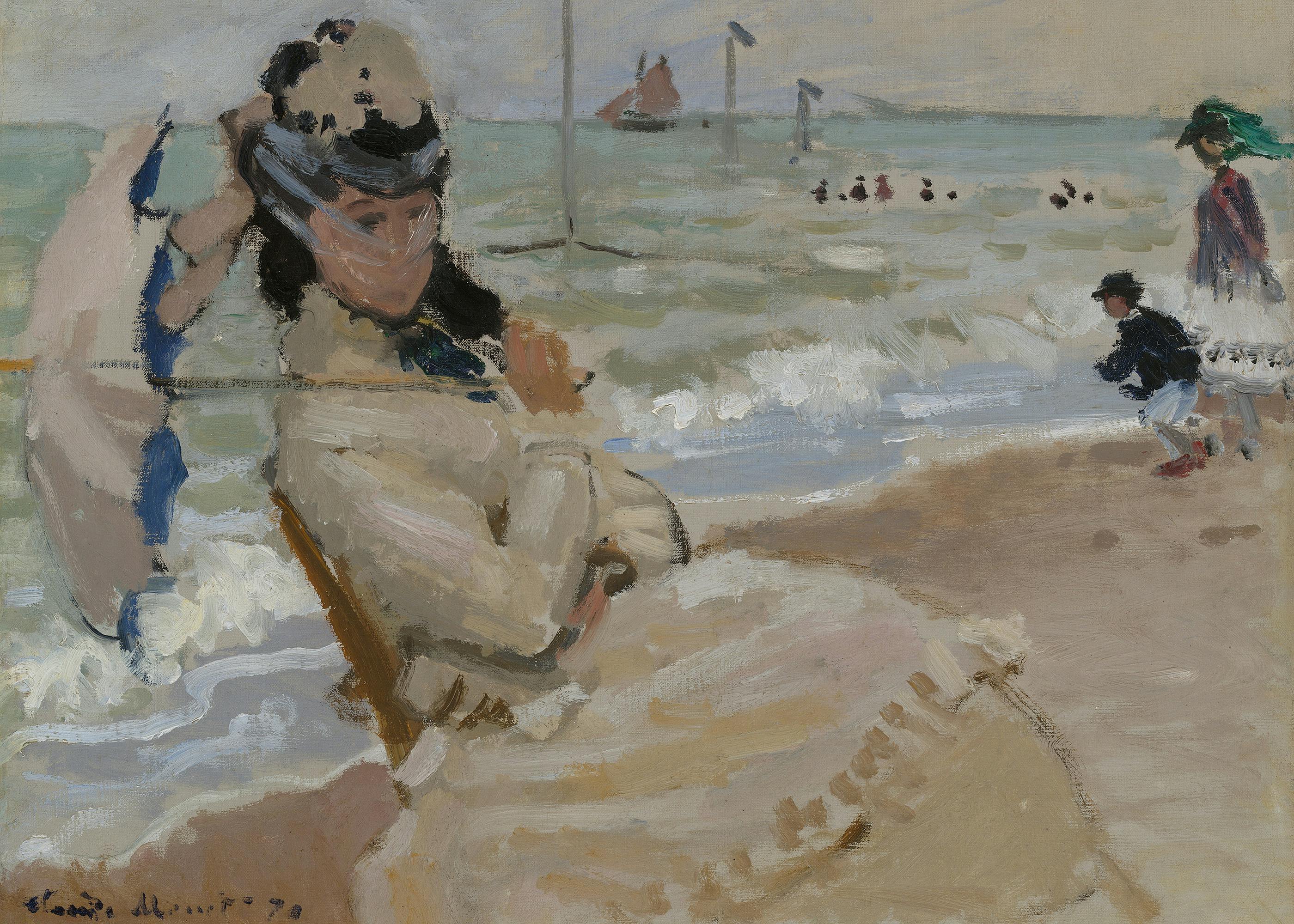 Claude Monet- Camille a Trouville-i Strandon Poszter 0