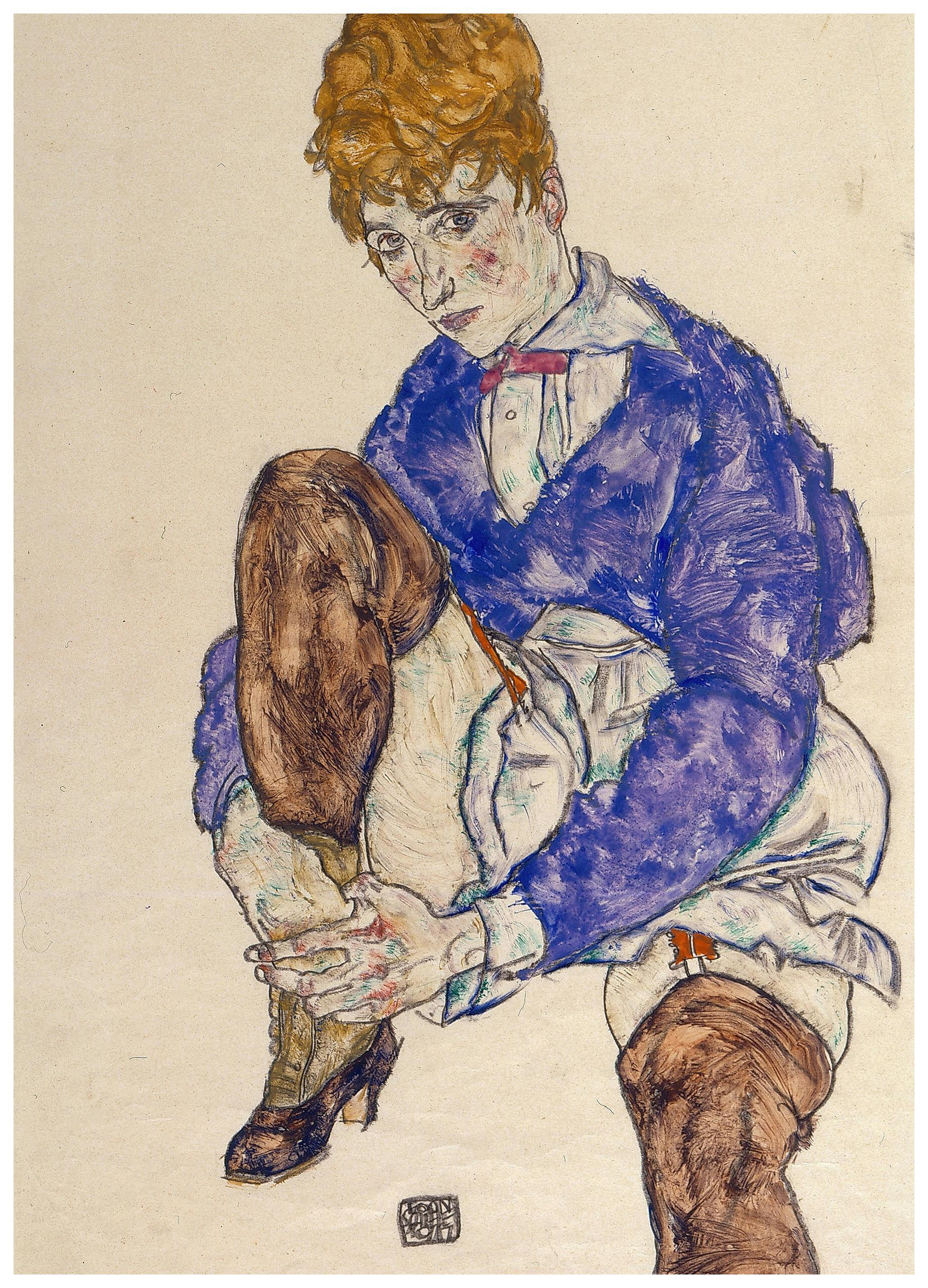 Egon Schiele- Portrait of the Artist’s Wife Seated Poster (70x100 cm) - Poster Store
