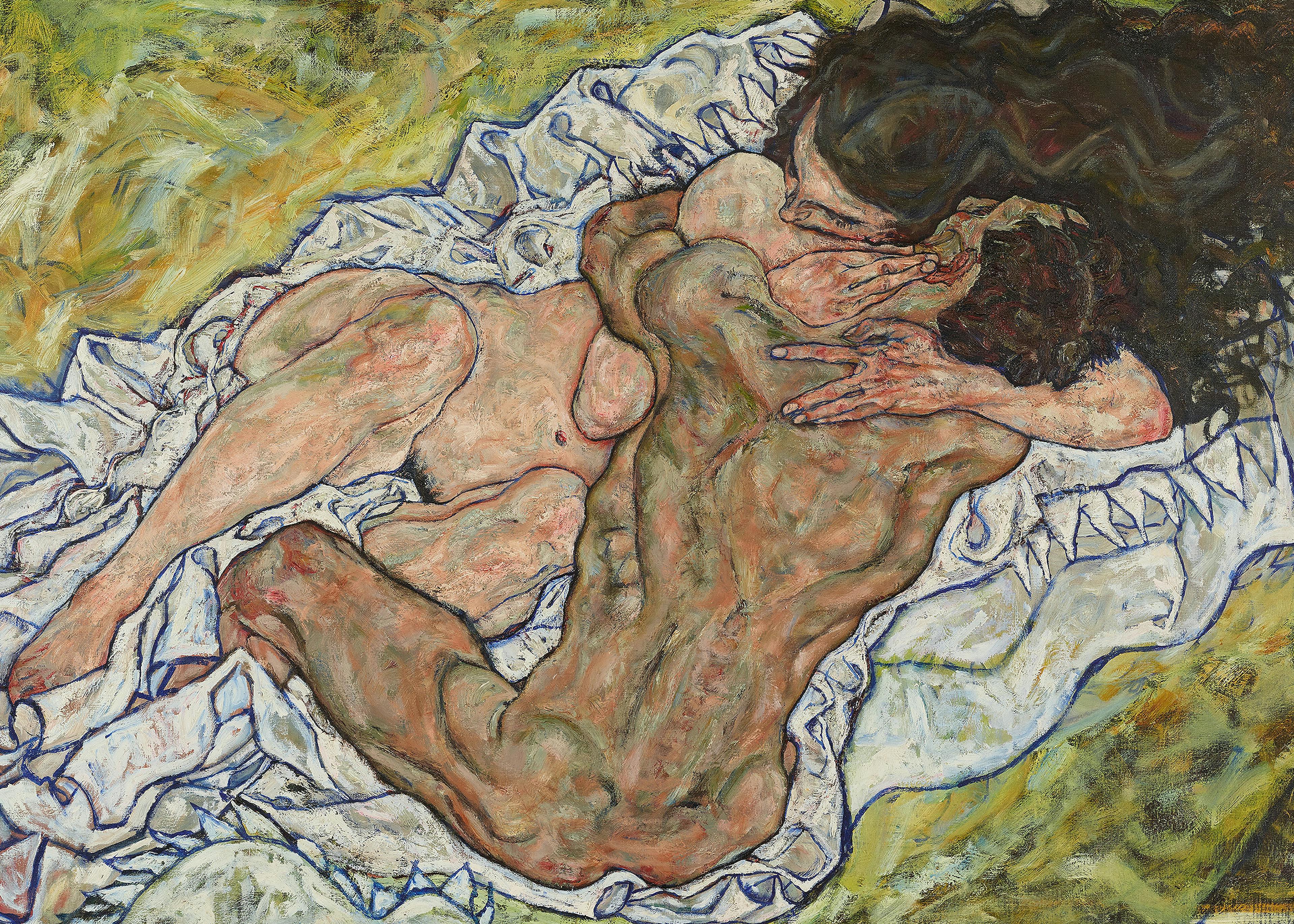 Egon Schiele- El Abrazo Póster 0