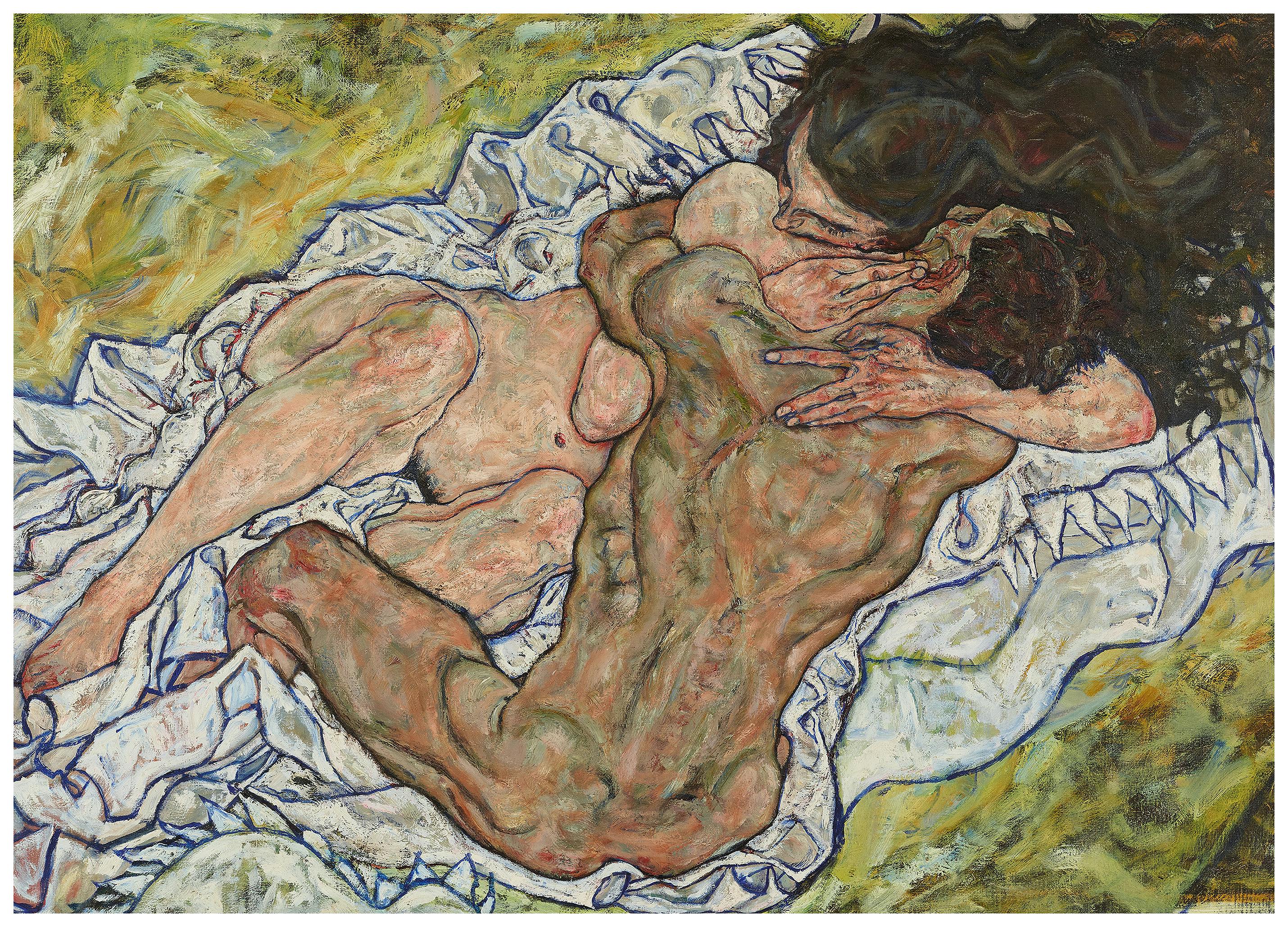 Egon Schiele- Die Umarmung Affiche (70x100 cm) - Poster Store