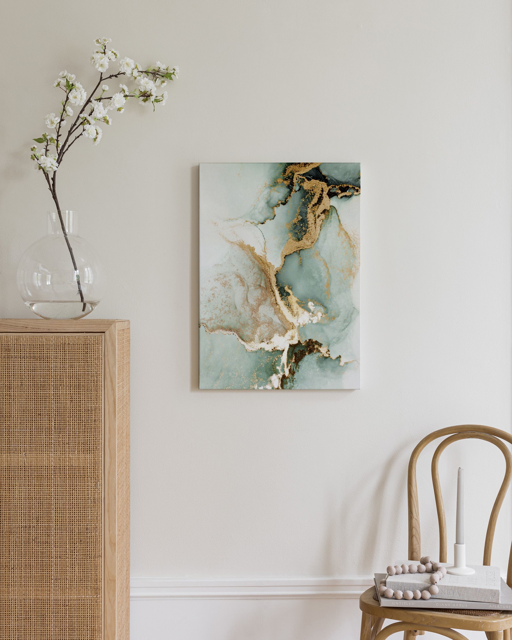 Abstract Green Marble No2 Canvas | Green and Gold Marble Wall Art ...