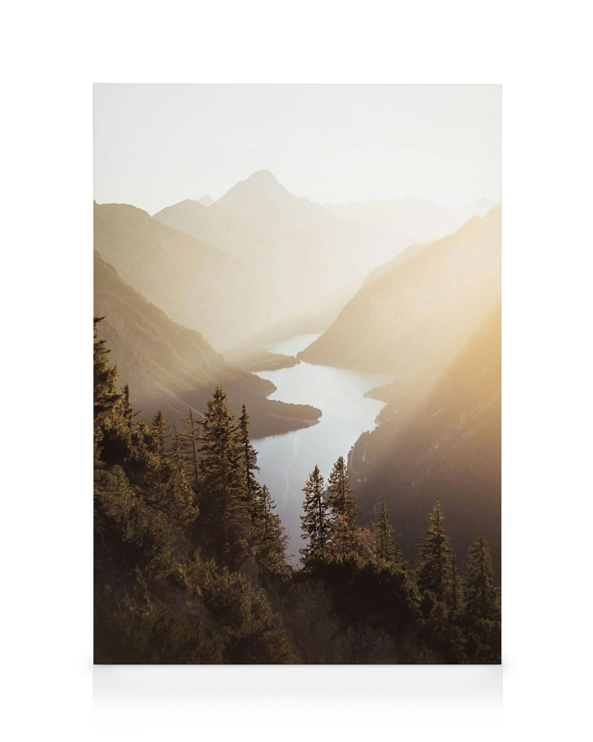 Magischer See Leinwand (50x70 cm - Holzrahmen schwarz) - Poster Store