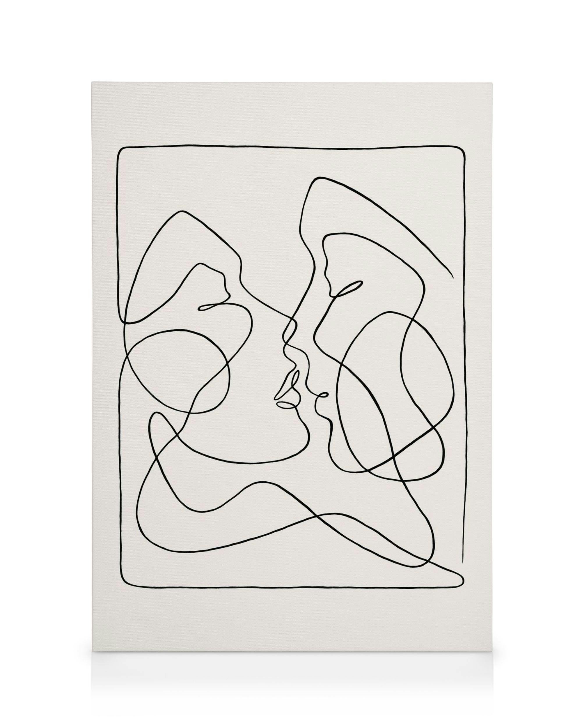 One Line Art No 2 Canvas (50x70 cm - Fotokaders zwart) - Poster Store