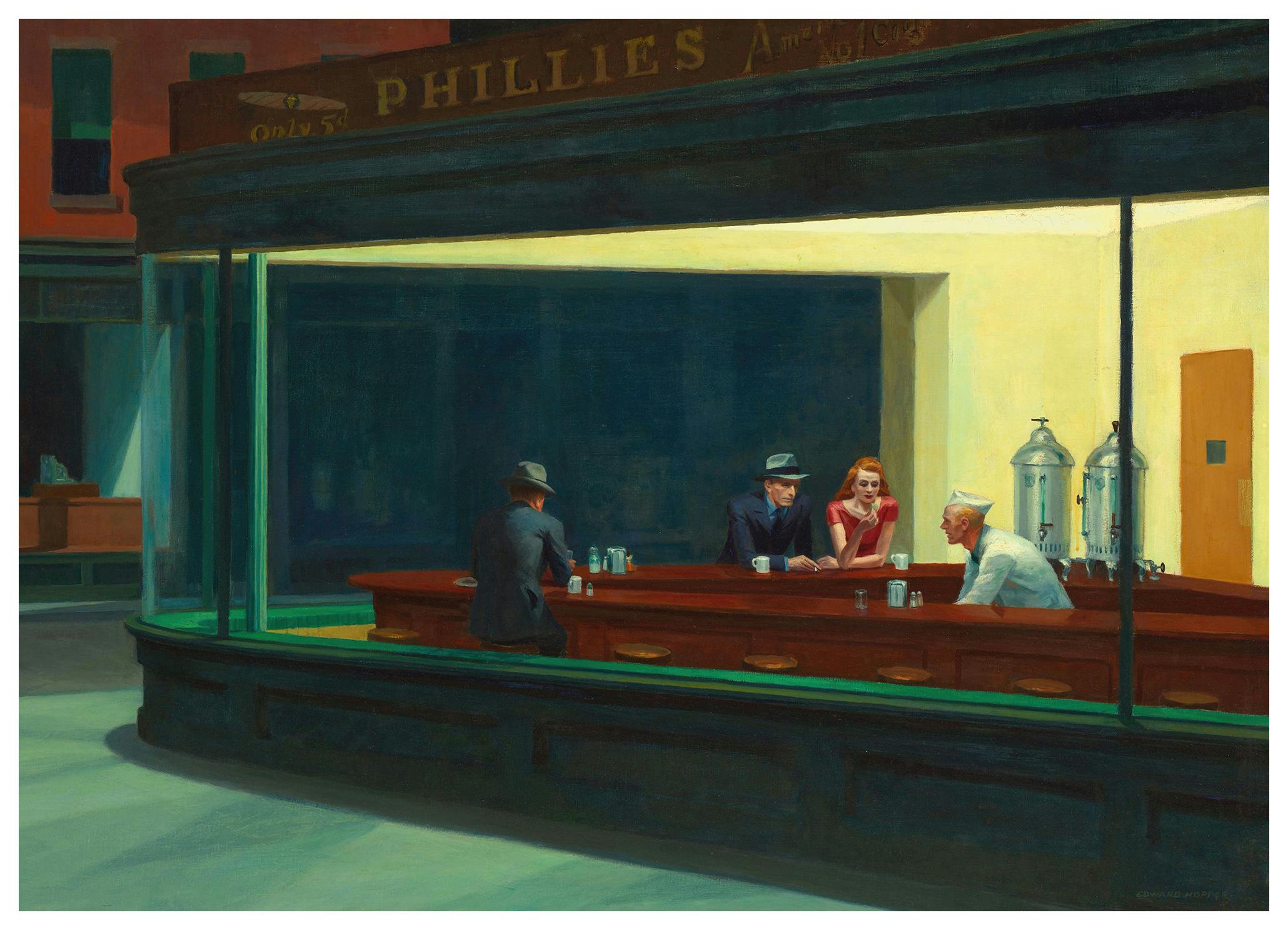 Edward Hopper - Nighthawks Poster (50x70 cm) - Poster Store