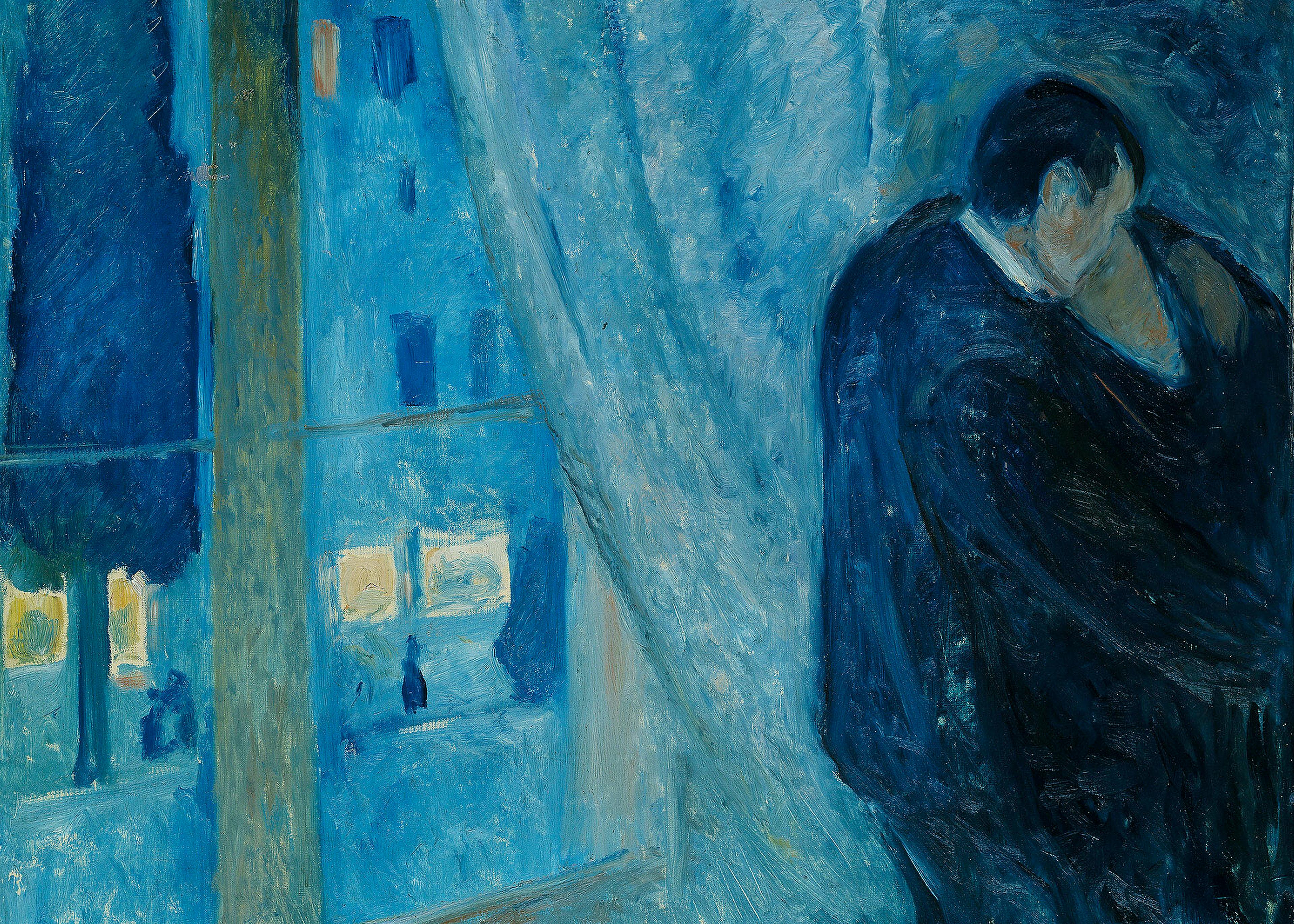 Edvard Munch - Polibek u okna Modrý Plakát 0