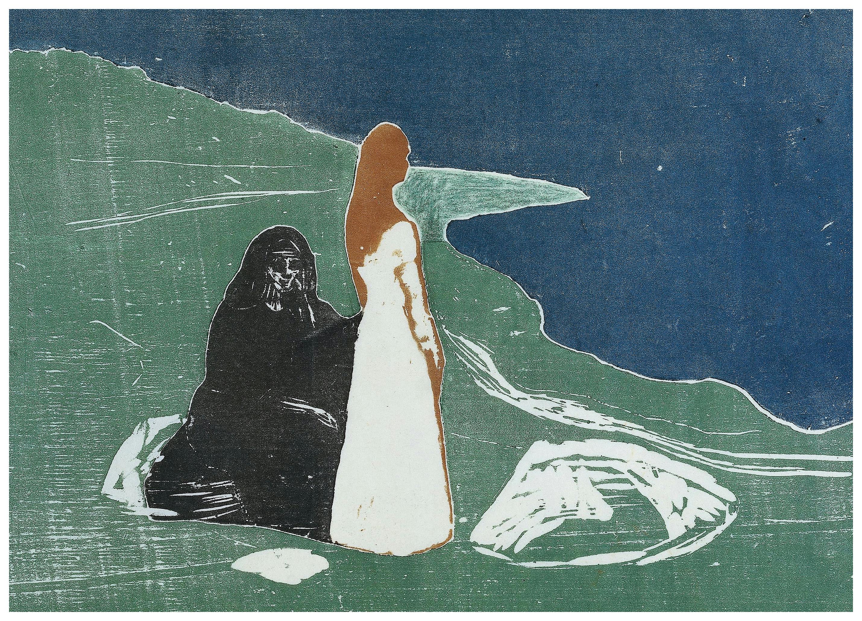 Edvard Munch - Twee Vrouwen aan de Kust Poster (30x40 cm) - Poster Store