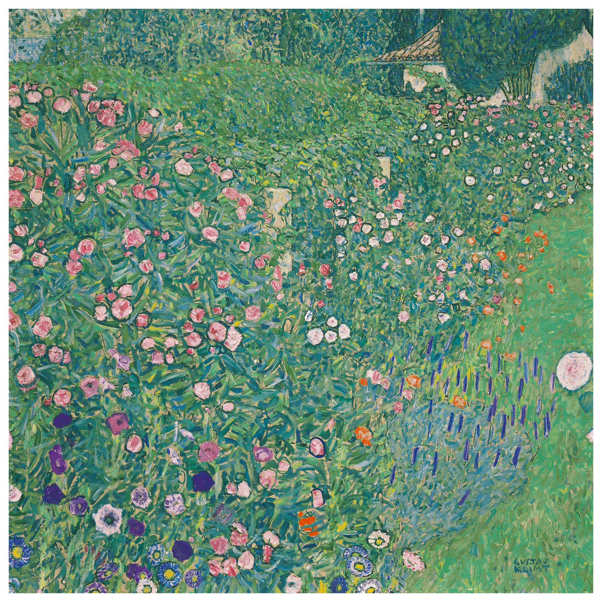 Gustav Klimt - Jardin de Fleurs Affiche (50x50 cm) - Poster Store