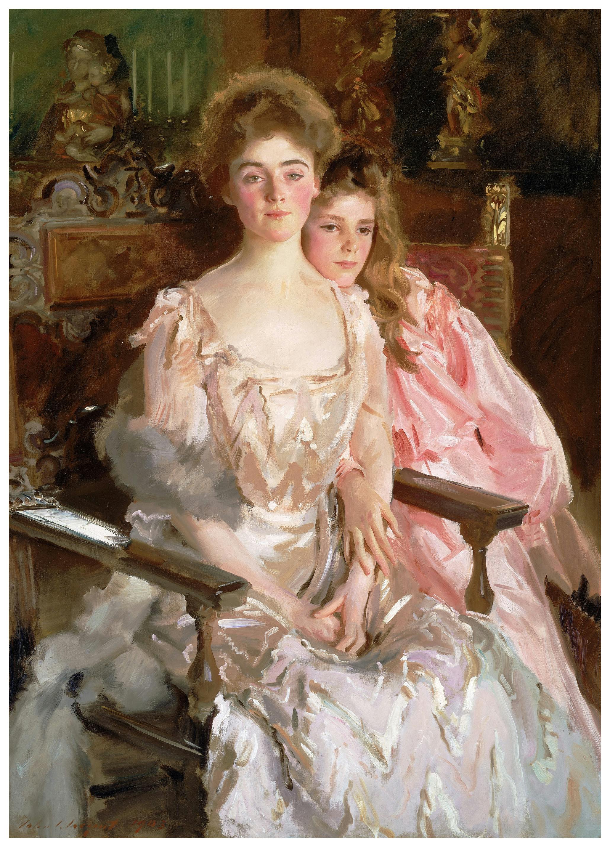 John Singer Sargent - Mrs. Fiske Warren (Gretchen Osgood) og hennes datter Rachel Plakat (70x100 cm) - Poster Store