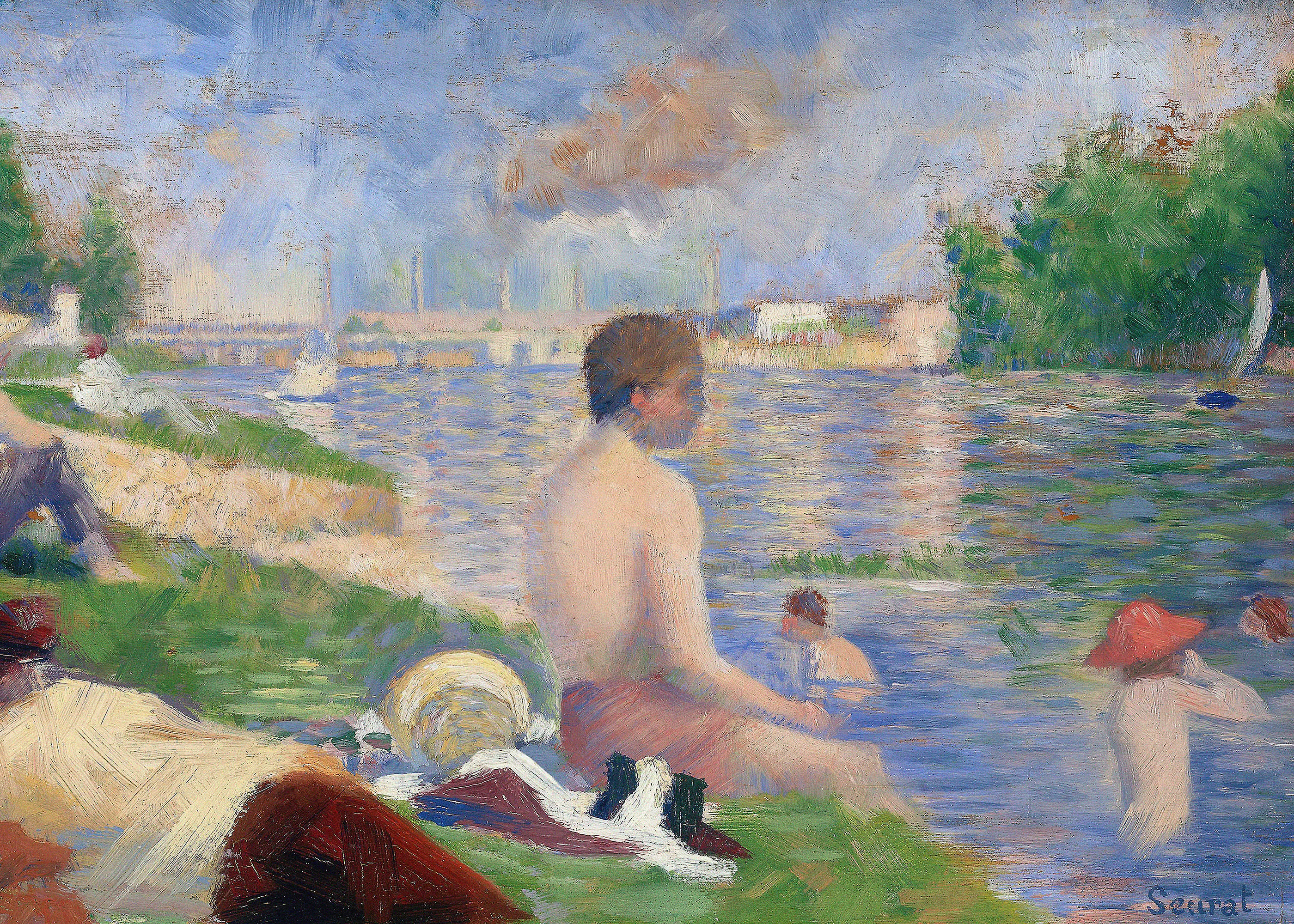 Geogres Seurat - Final Study for Bathers at Asnières Poster 0