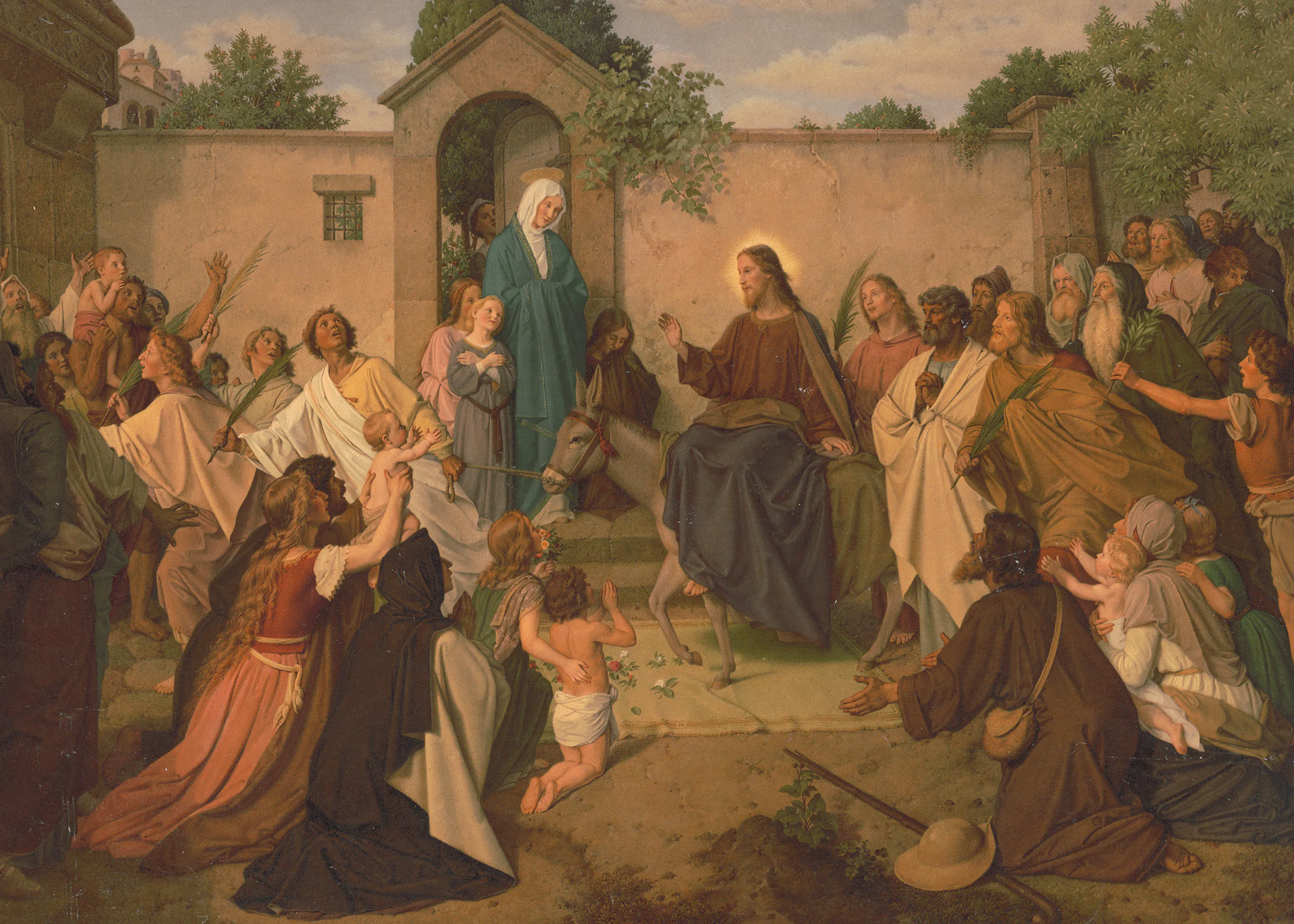 Jesus Christ Riding Into Village on Donkey to Both Fear and Adoration Poster 0