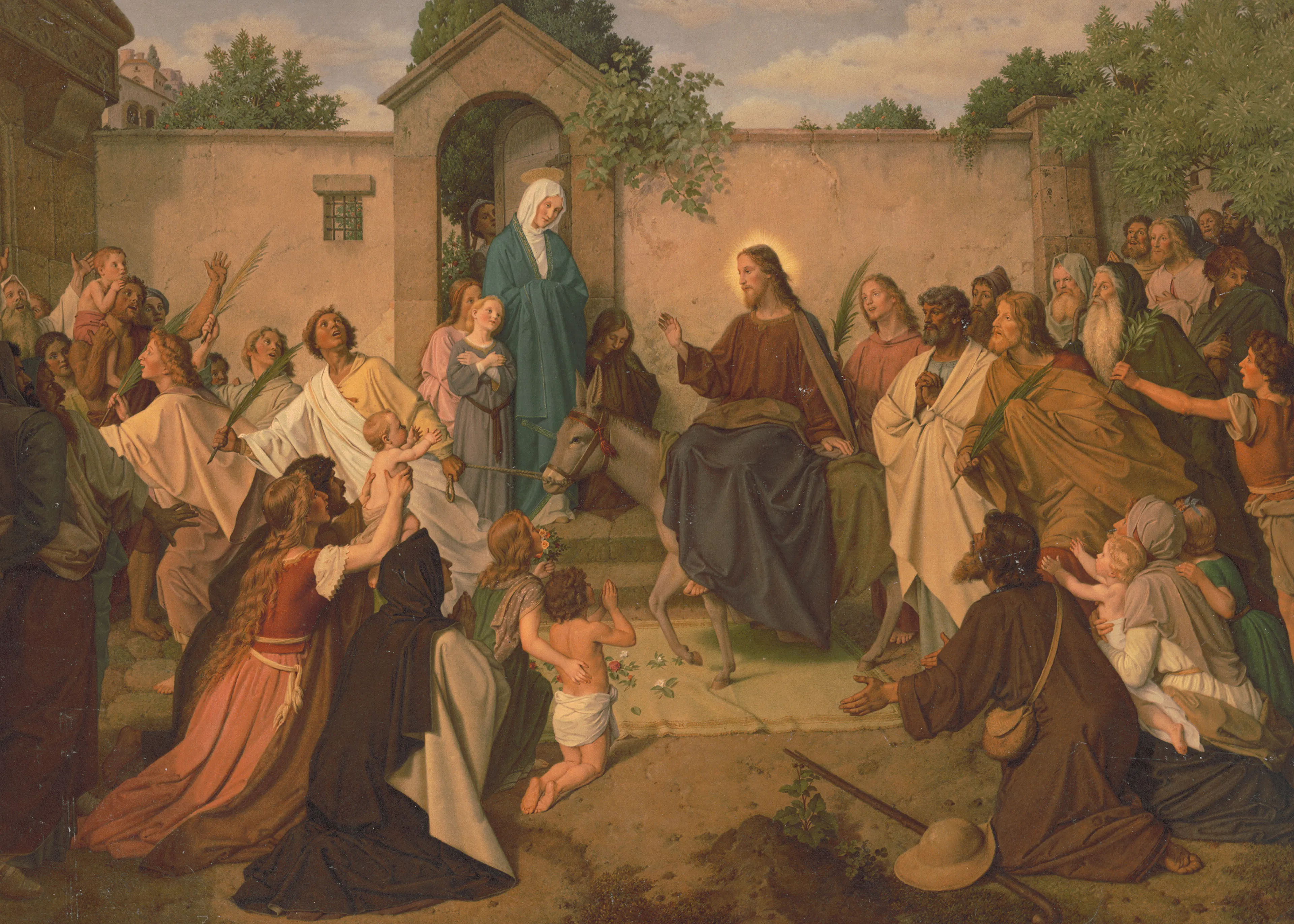 Jesus Christ Riding Into Village on Donkey to Both Fear and Adoration Poster 0