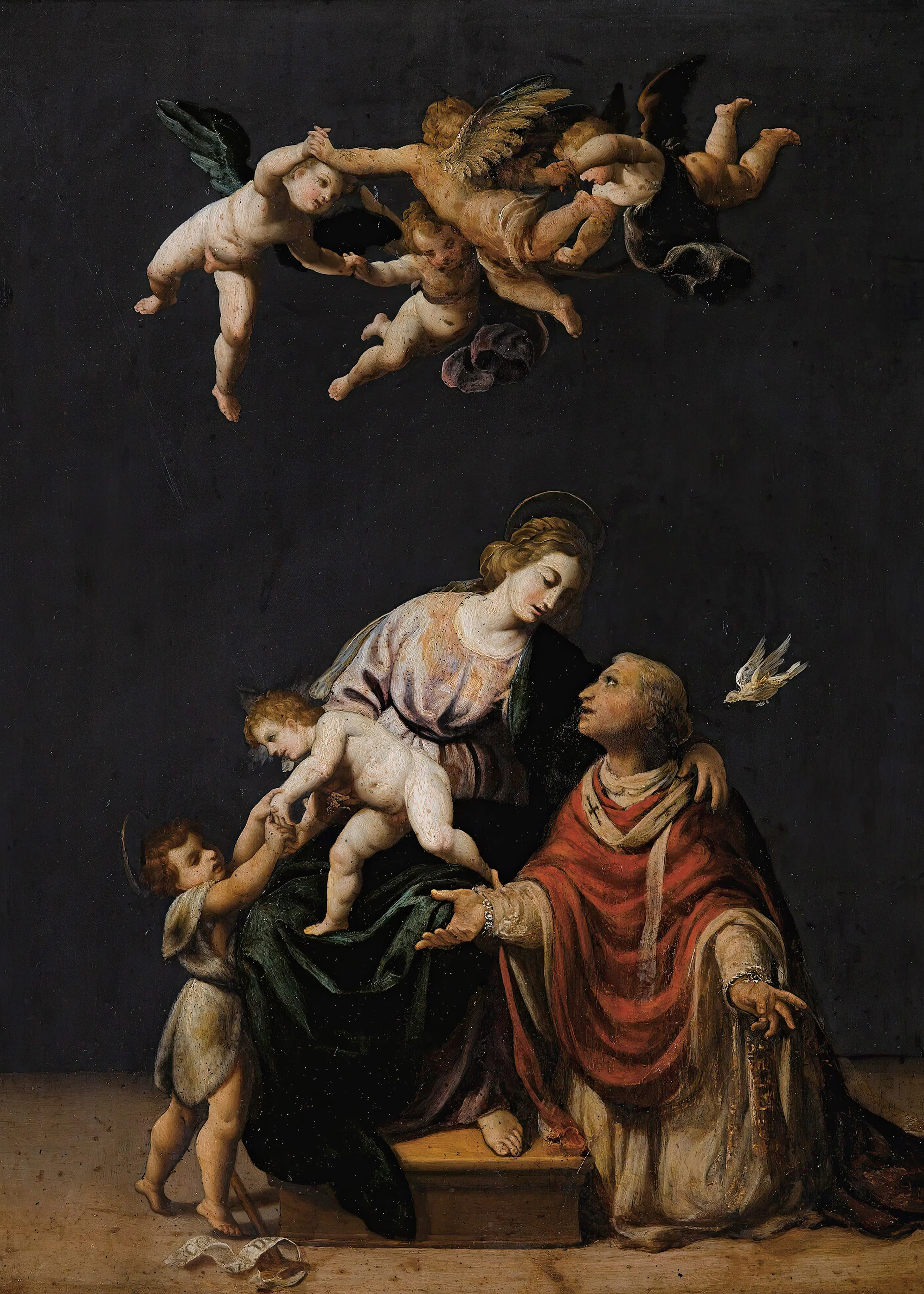 Alessandro Turchi - Pope Gregory Interceding With The Virgen, Jesus Christ And Saint John The Baptist Poster 0