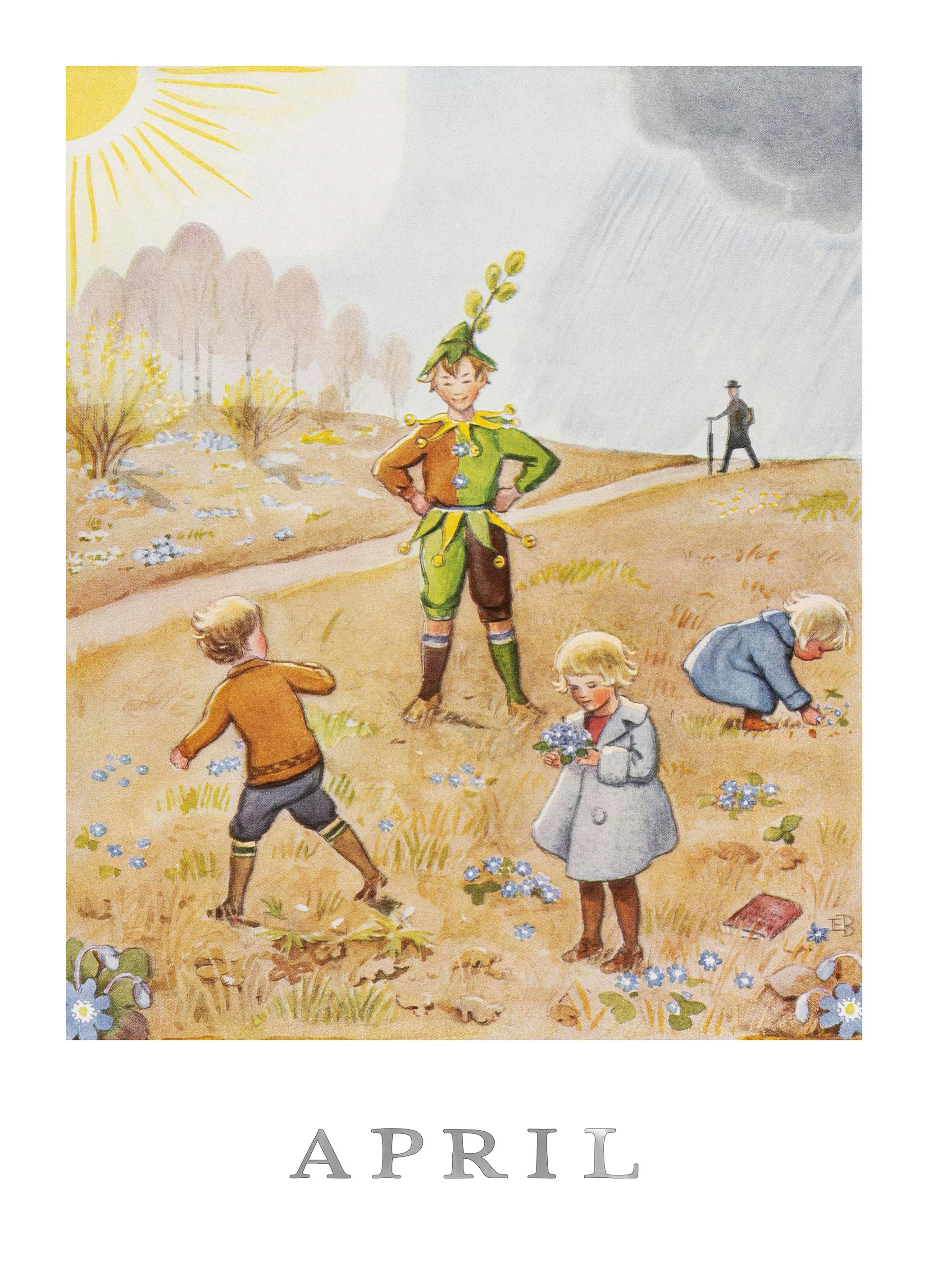 Elsa Beskow - April Poster (50x70 cm) - Poster Store