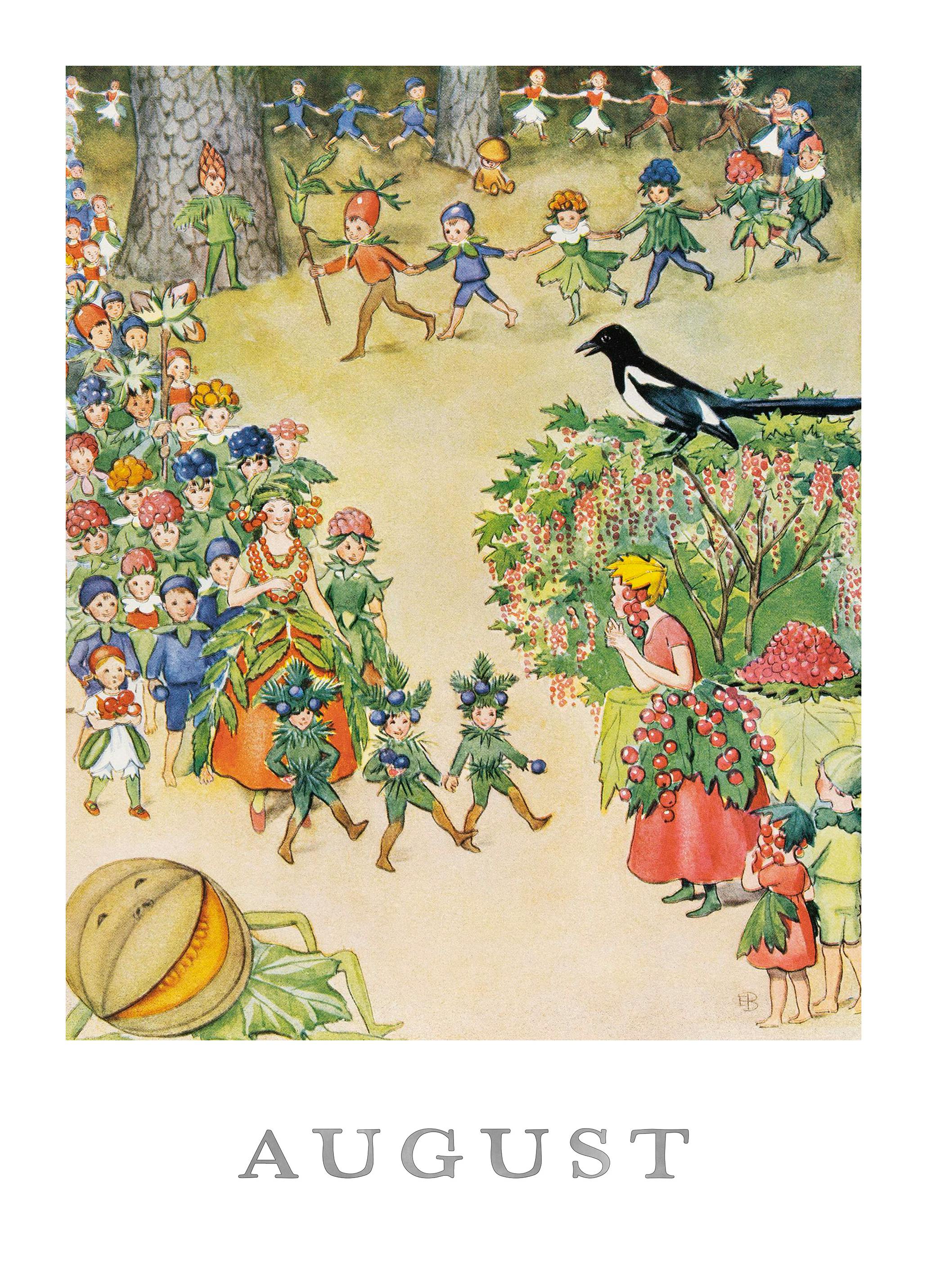 Elsa Beskow - Augusti Poster (21x30 cm) - Poster Store