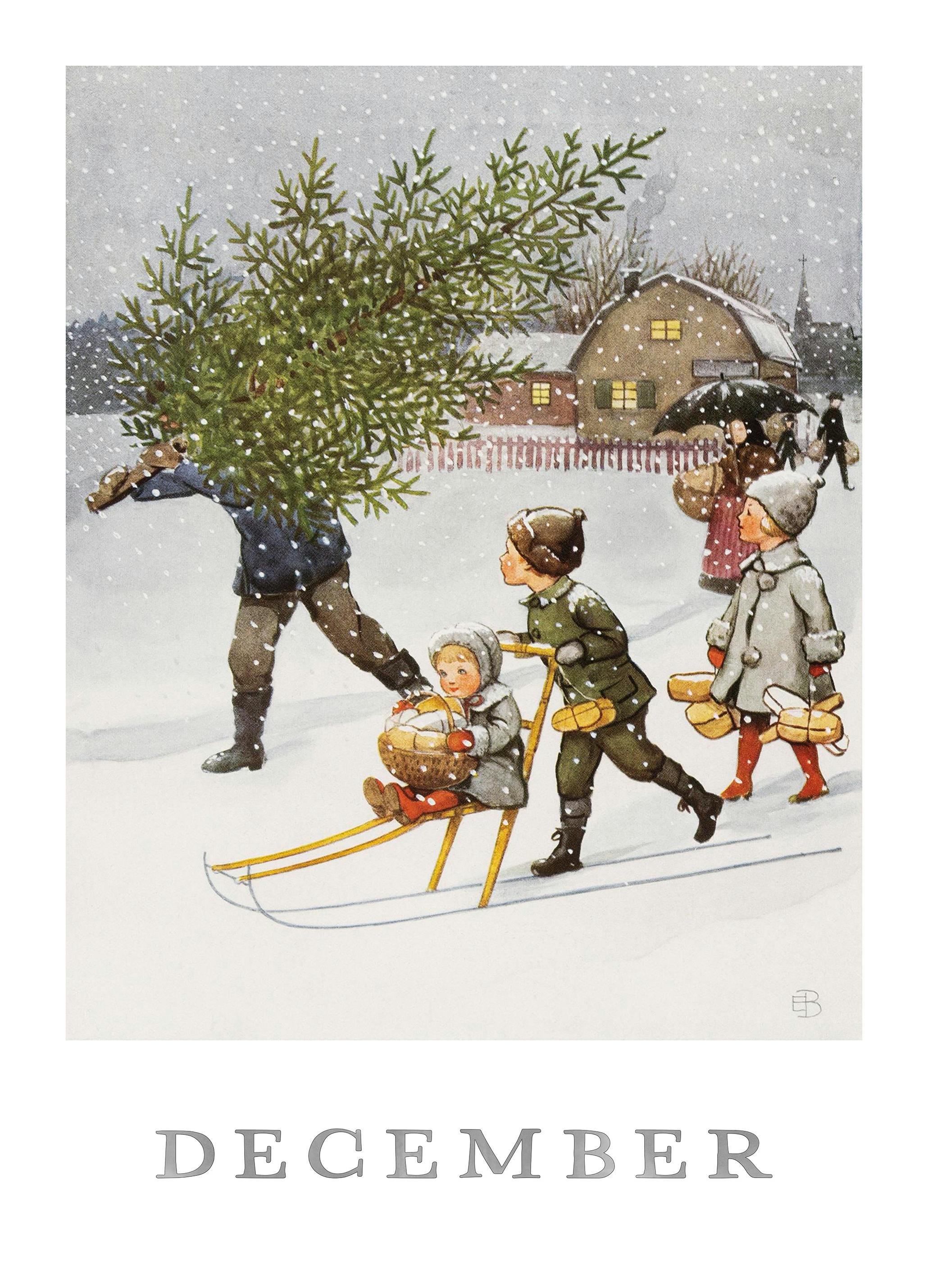 Elsa Beskow - December Poster (30x40 cm) - Poster Store